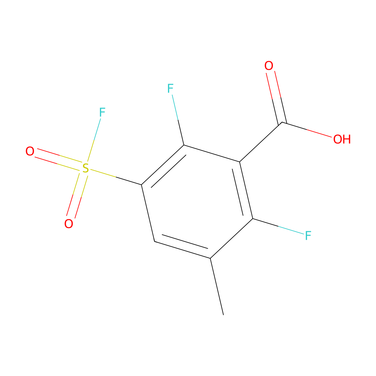 2,6-Difluoro-3-(fluorosulfonyl)-5-methylbenzoic acid molecular structure, CAS 2648956-66-3