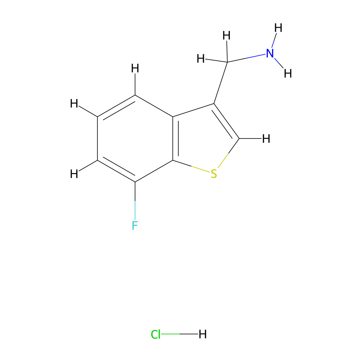 1-(7-Fluoro-1-benzothiophen-3-yl)methanamine hydrochloride molecular structure, CAS 2648956-68-5