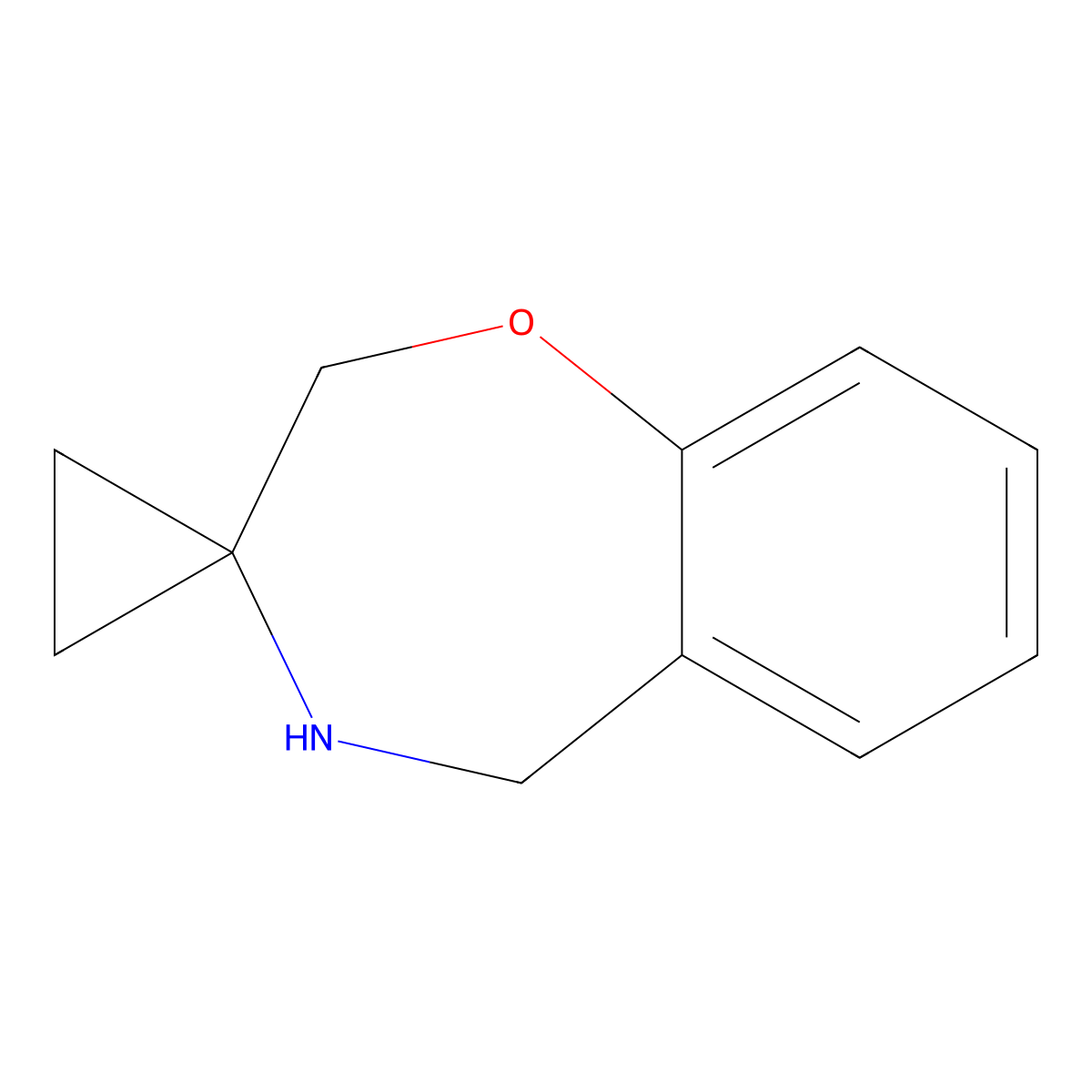 4,5-dihydro-2H-spiro[1,4-benzoxazepine-3,1'-cyclopropane] molecular structure, CAS 2648956-72-1