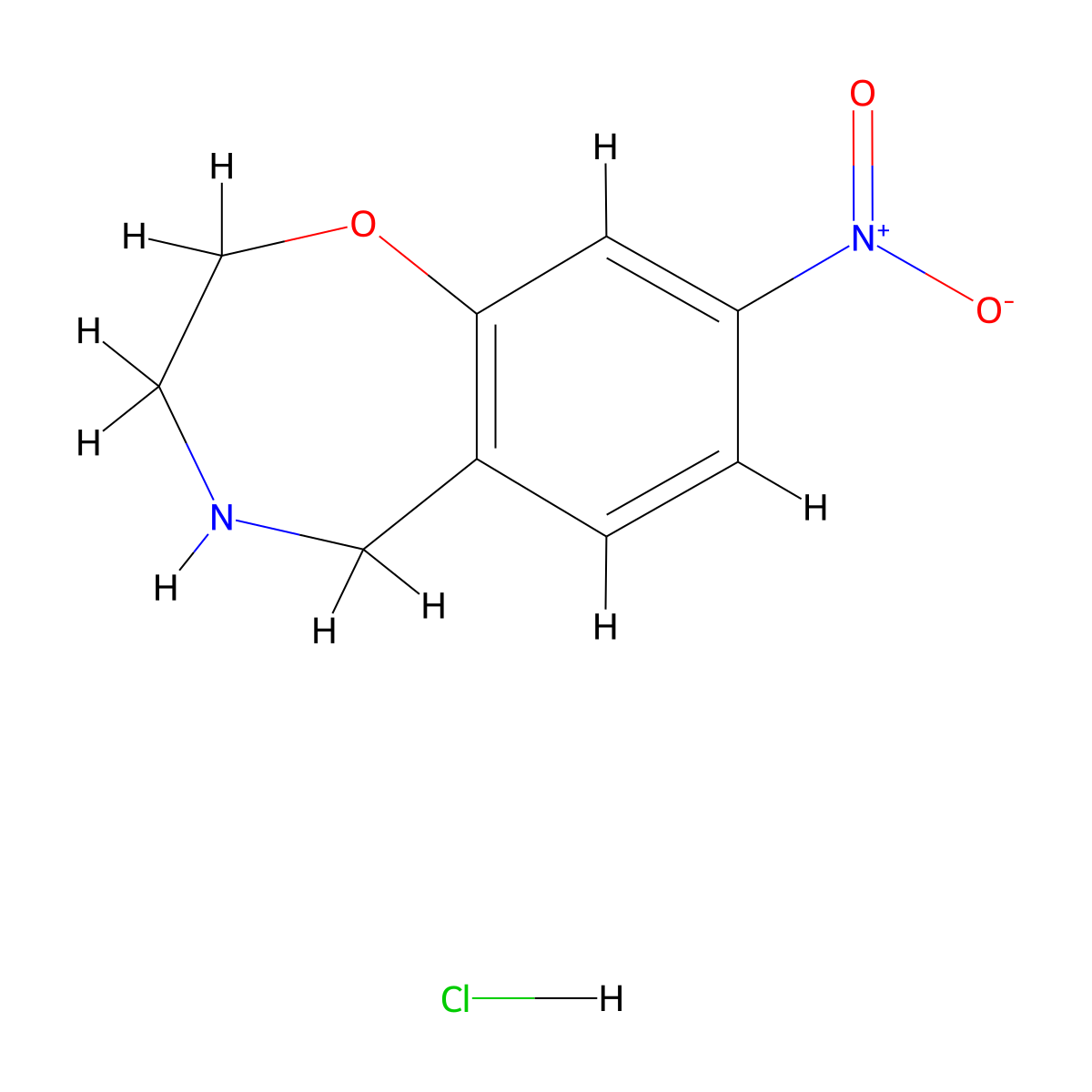 8-Nitro-2,3,4,5-tetrahydro-1,4-benzoxazepine hydrochloride molecular structure, CAS 2648956-75-4