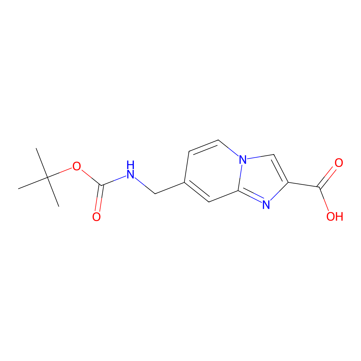 7-({[(Tert-butoxy)carbonyl]amino}methyl)imidazo[1,2-a]pyridine-2-carboxylic acid molecular structure, CAS 2648956-85-6