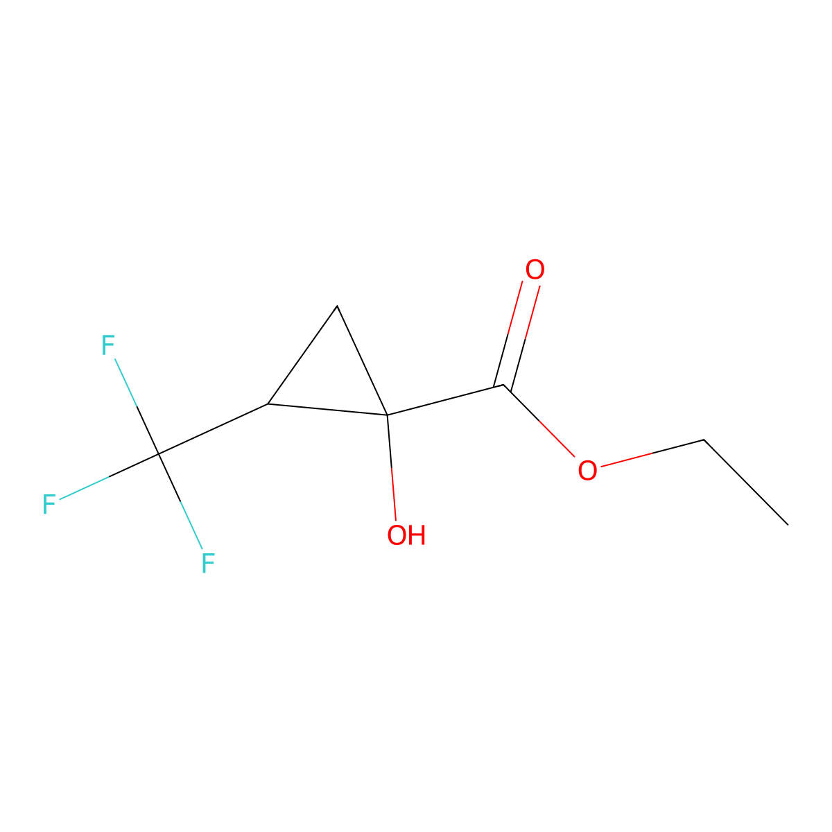 Ethyl 1-hydroxy-2-(trifluoromethyl)cyclopropane-1-carboxylate molecular structure, CAS 2648956-86-7
