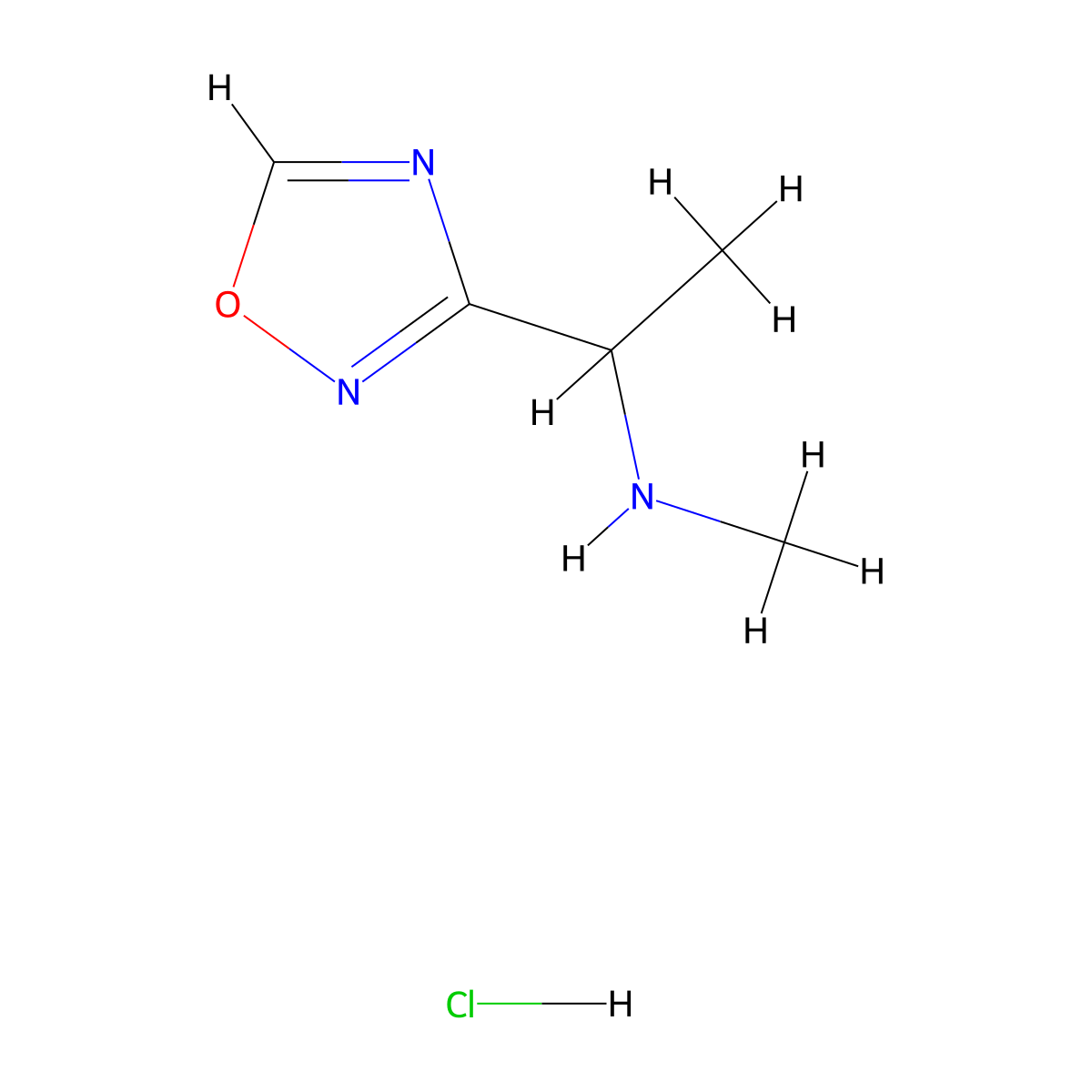 Methyl[1-(1,2,4-oxadiazol-3-yl)ethyl]amine hydrochloride molecular structure, CAS 2648956-87-8