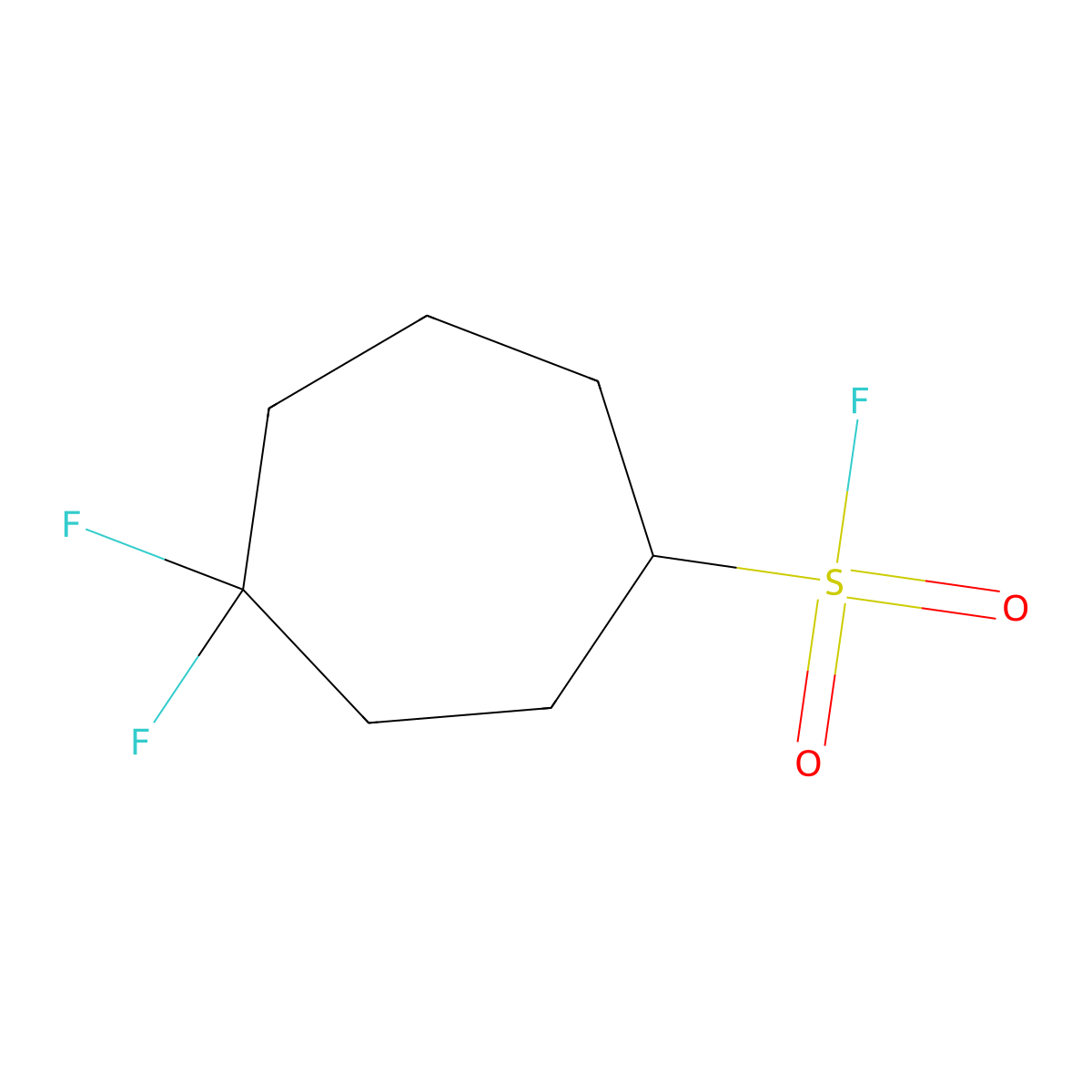 4,4-Difluorocycloheptane-1-sulfonyl fluoride molecular structure, CAS 2648956-89-0
