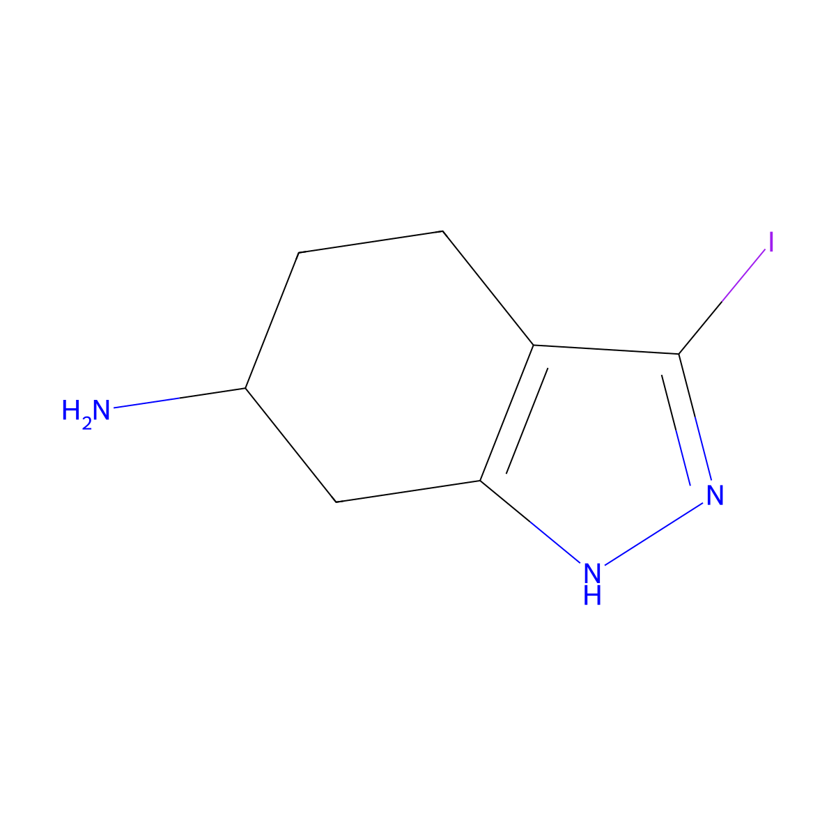 3-iodo-4,5,6,7-tetrahydro-1H-indazol-6-amine molecular structure, CAS 2648956-94-7