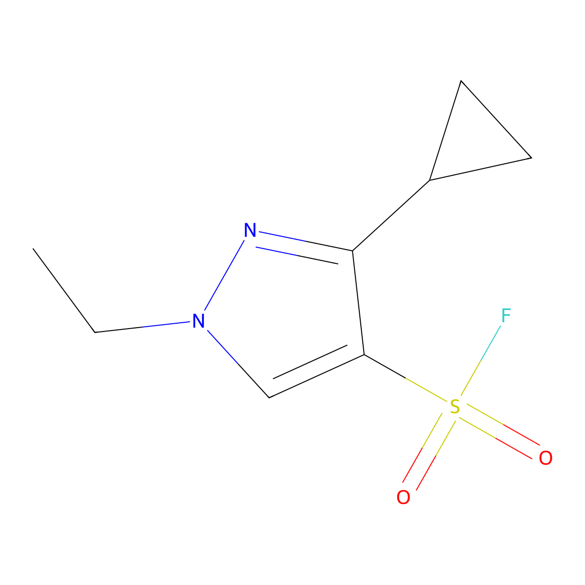 3-cyclopropyl-1-ethyl-1H-pyrazole-4-sulfonyl fluoride molecular structure, CAS 2648957-05-3
