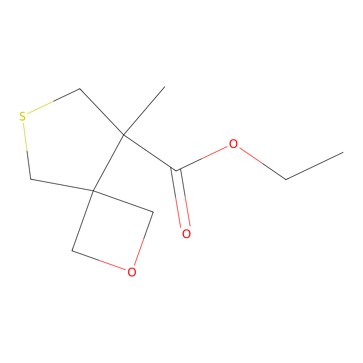 Ethyl 8-methyl-2-oxa-6-thiaspiro[3.4]octane-8-carboxylate molecular structure, CAS 2648957-06-4