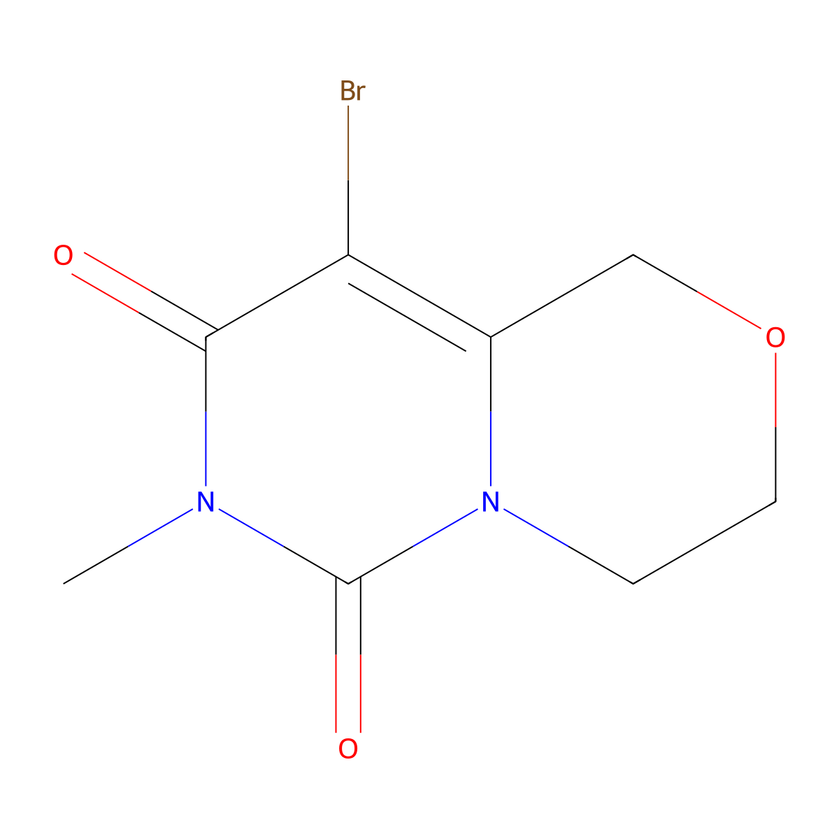 9-bromo-7-methyl-1H,3H,4H,6H,7H,8H-pyrimido[4,3-c][1,4]oxazine-6,8-dione molecular structure, CAS 2648957-13-3