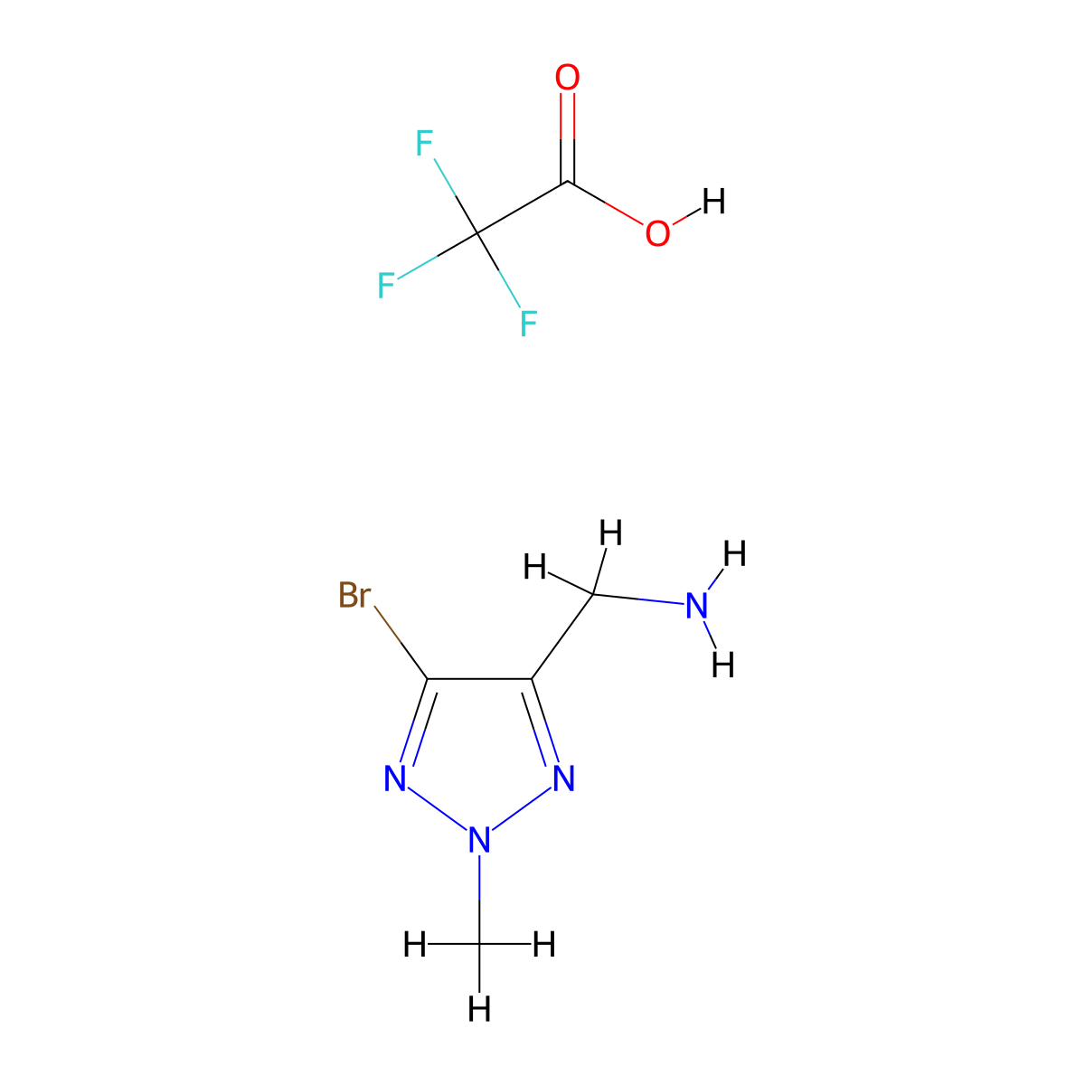 1-(5-bromo-2-methyl-2H-1,2,3-triazol-4-yl)methanamine, trifluoroacetic acid molecular structure, CAS 2648957-14-4