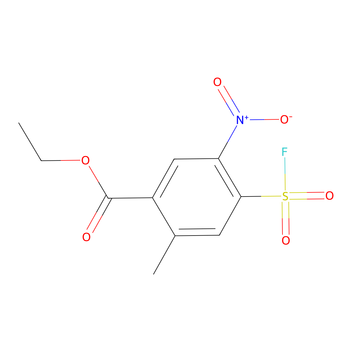 Ethyl 4-(fluorosulfonyl)-2-methyl-5-nitrobenzoate molecular structure, CAS 2648957-20-2
