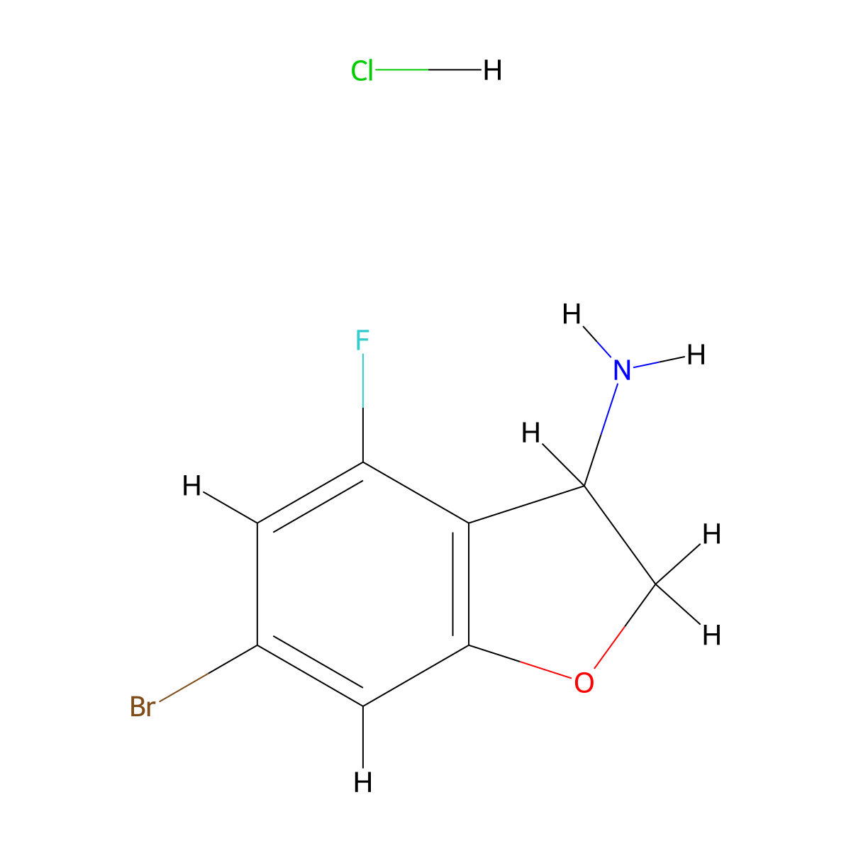 6-Bromo-4-fluoro-2,3-dihydro-1-benzofuran-3-amine hydrochloride molecular structure, CAS 2648957-22-4