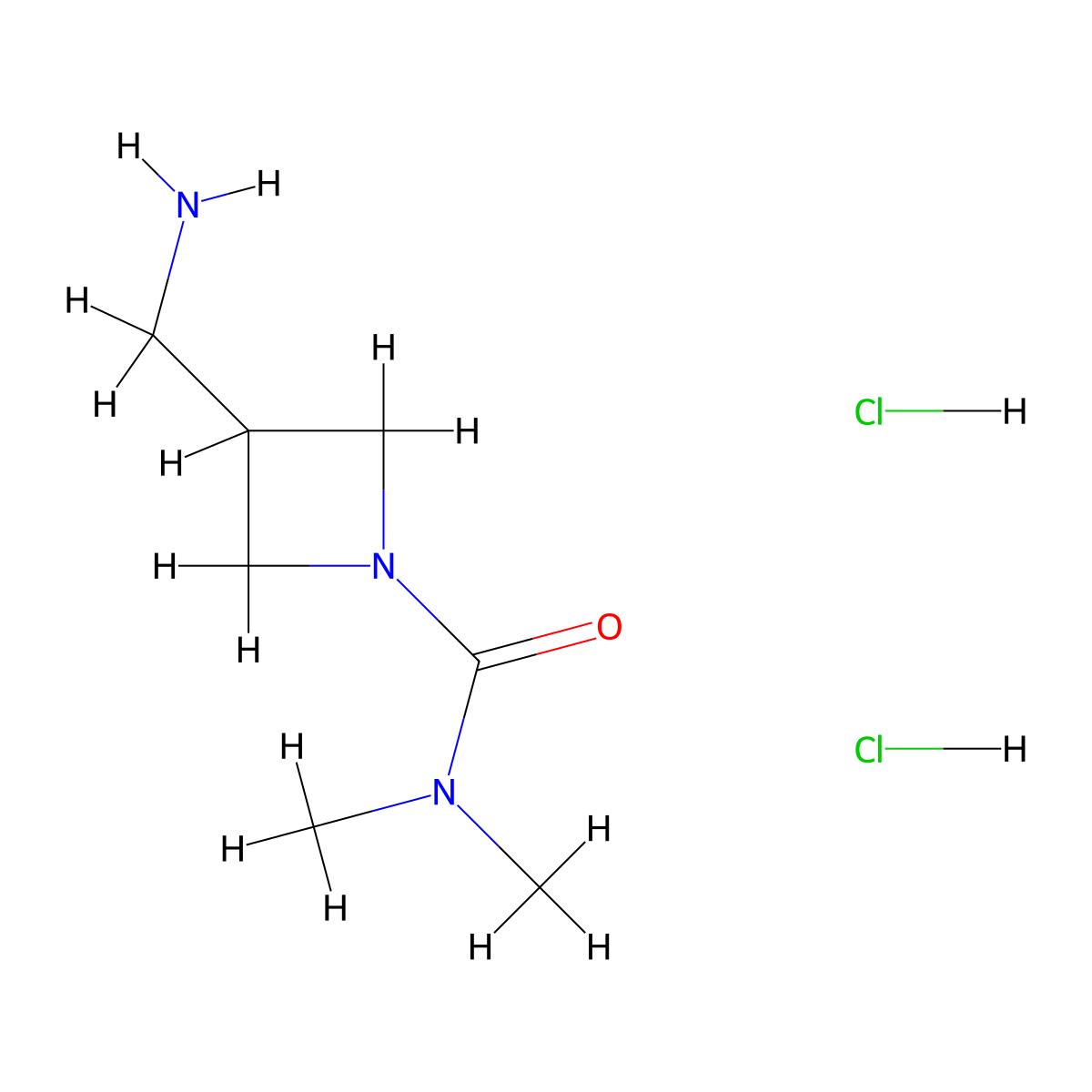 3-(aminomethyl)-N,N-dimethylazetidine-1-carboxamide dihydrochloride molecular structure, CAS 2648957-24-6