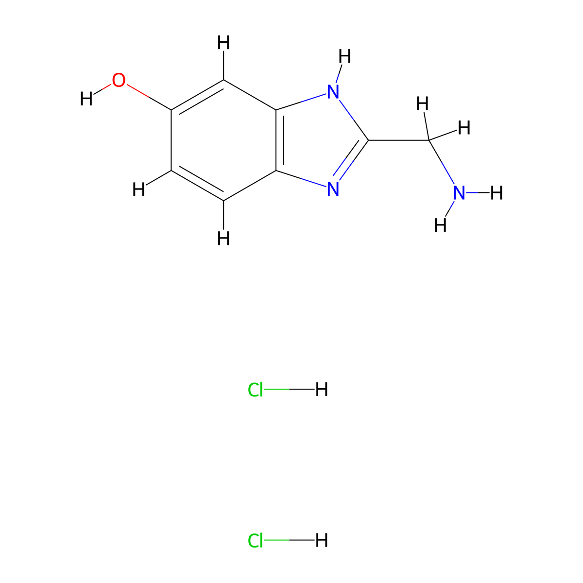 2-(aminomethyl)-1H-1,3-benzodiazol-5-ol dihydrochloride molecular structure, CAS 2648957-33-7