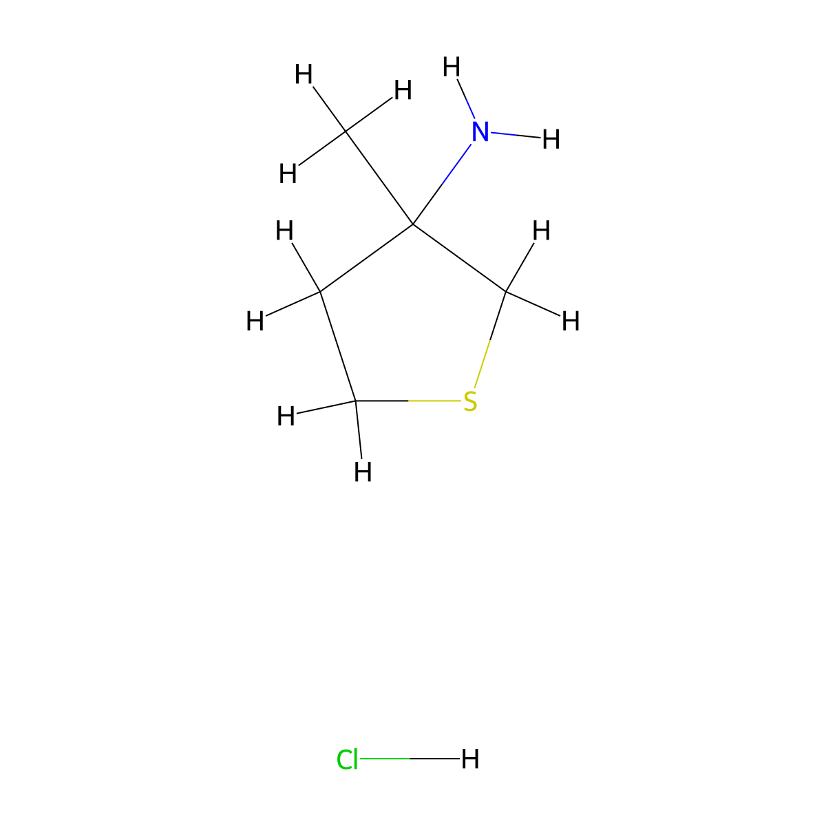 3-Methylthiolan-3-amine hydrochloride molecular structure, CAS 2648957-34-8