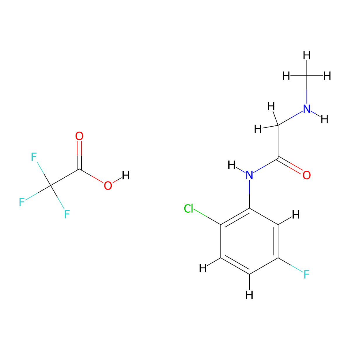 N-(2-chloro-5-fluorophenyl)-2-(methylamino)acetamide, trifluoroacetic acid molecular structure, CAS 2648957-47-3