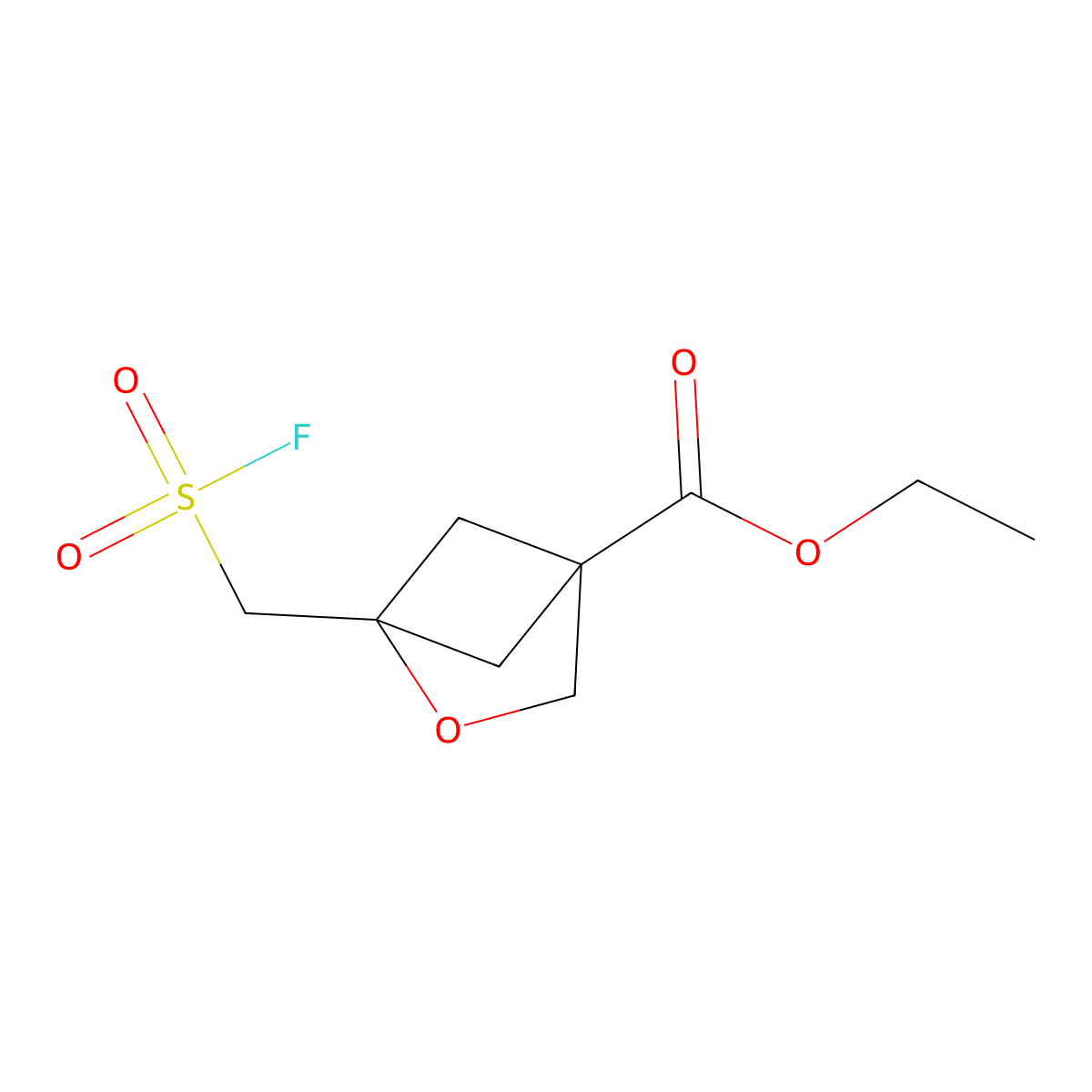 Ethyl 1-[(fluorosulfonyl)methyl]-2-oxabicyclo[2.1.1]hexane-4-carboxylate molecular structure, CAS 2648957-48-4