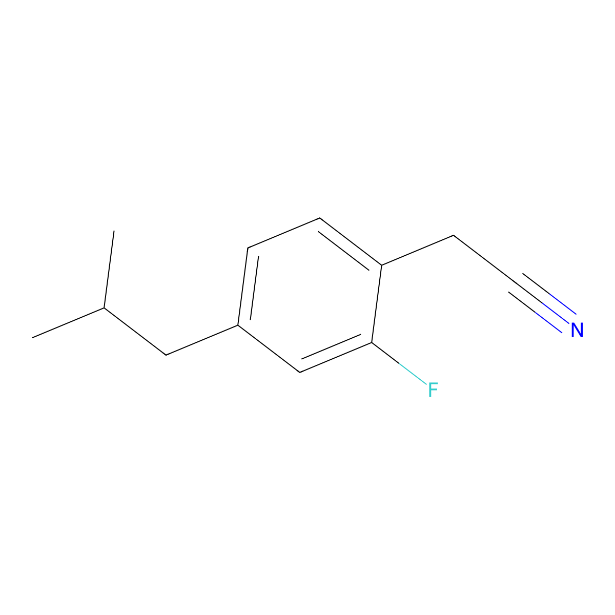 2-[2-Fluoro-4-(2-methylpropyl)phenyl]acetonitrile molecular structure, CAS 2648957-50-8