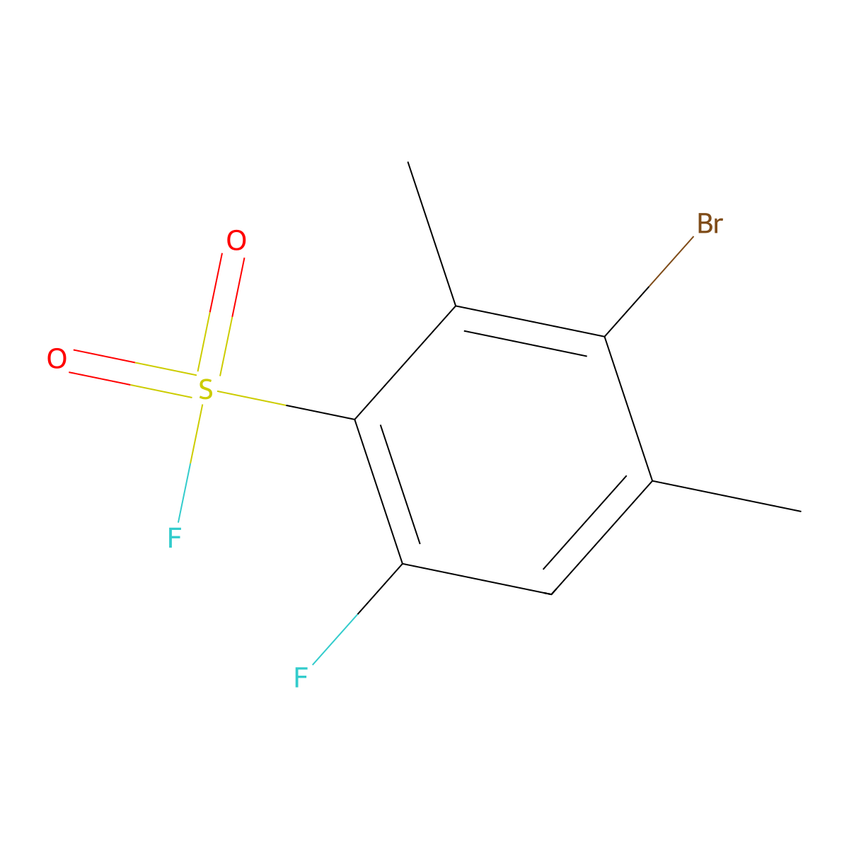 3-Bromo-6-fluoro-2,4-dimethylbenzene-1-sulfonyl fluoride molecular structure, CAS 2648957-51-9