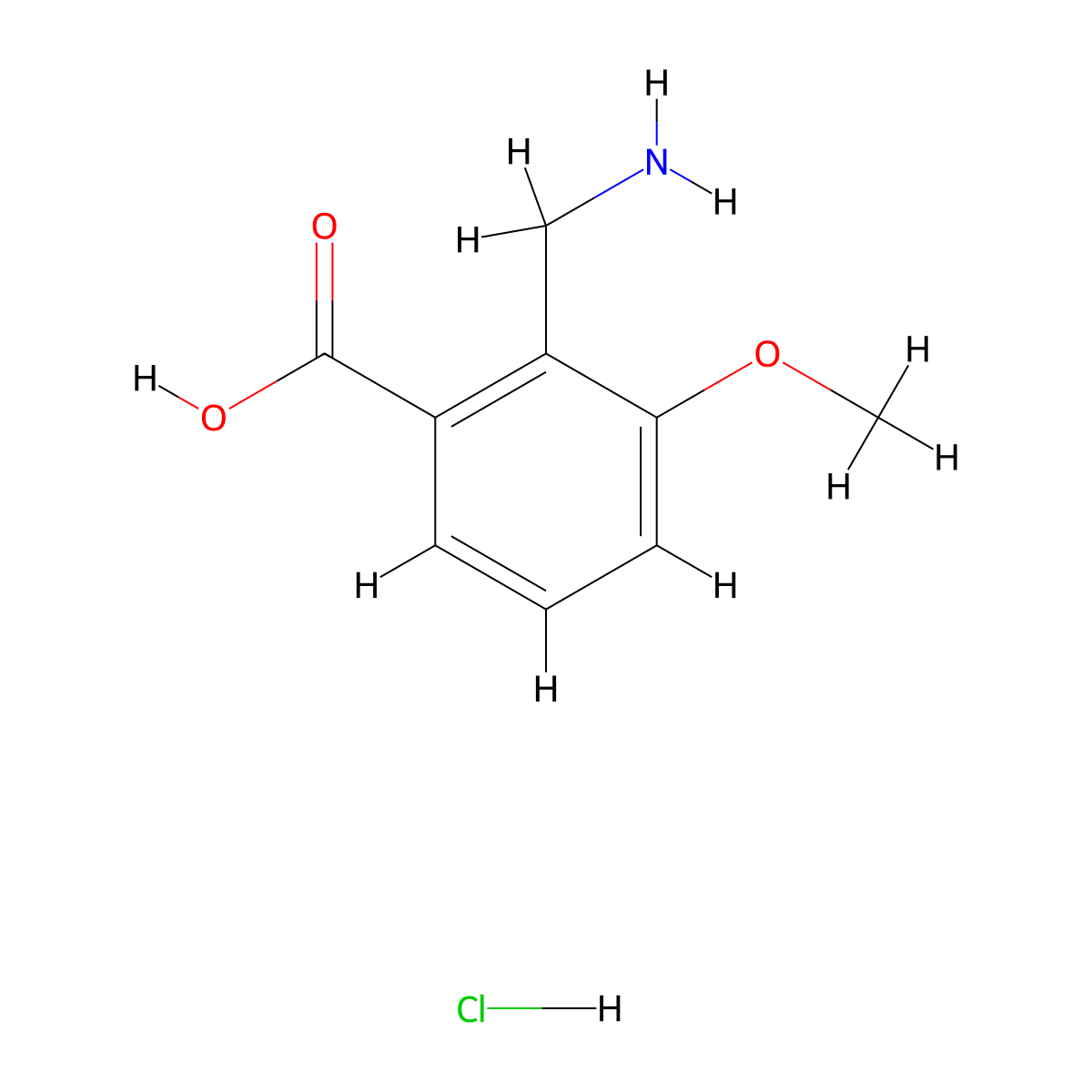 2-(Aminomethyl)-3-methoxybenzoic acid hydrochloride molecular structure, CAS 2648957-69-9