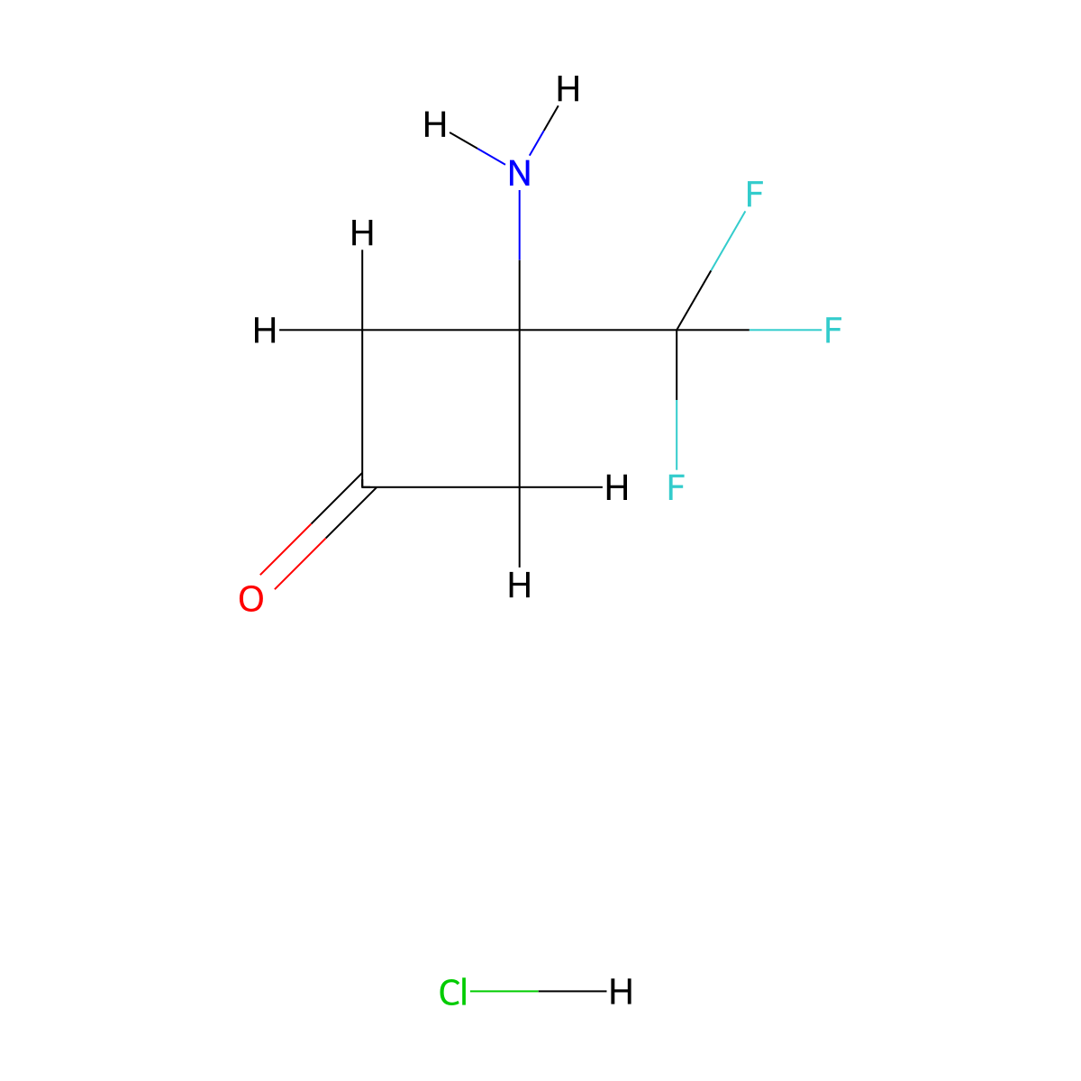 3-Amino-3-(trifluoromethyl)cyclobutan-1-one hydrochloride molecular structure, CAS 2648957-74-6