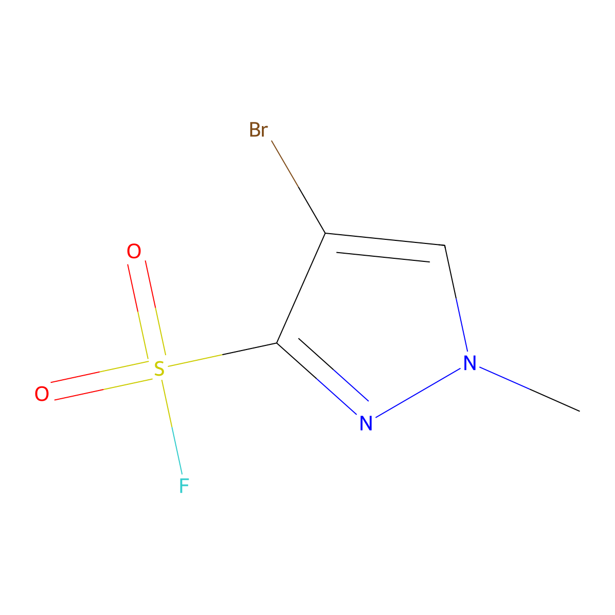 4-bromo-1-methyl-1H-pyrazole-3-sulfonyl fluoride molecular structure, CAS 2648957-83-7