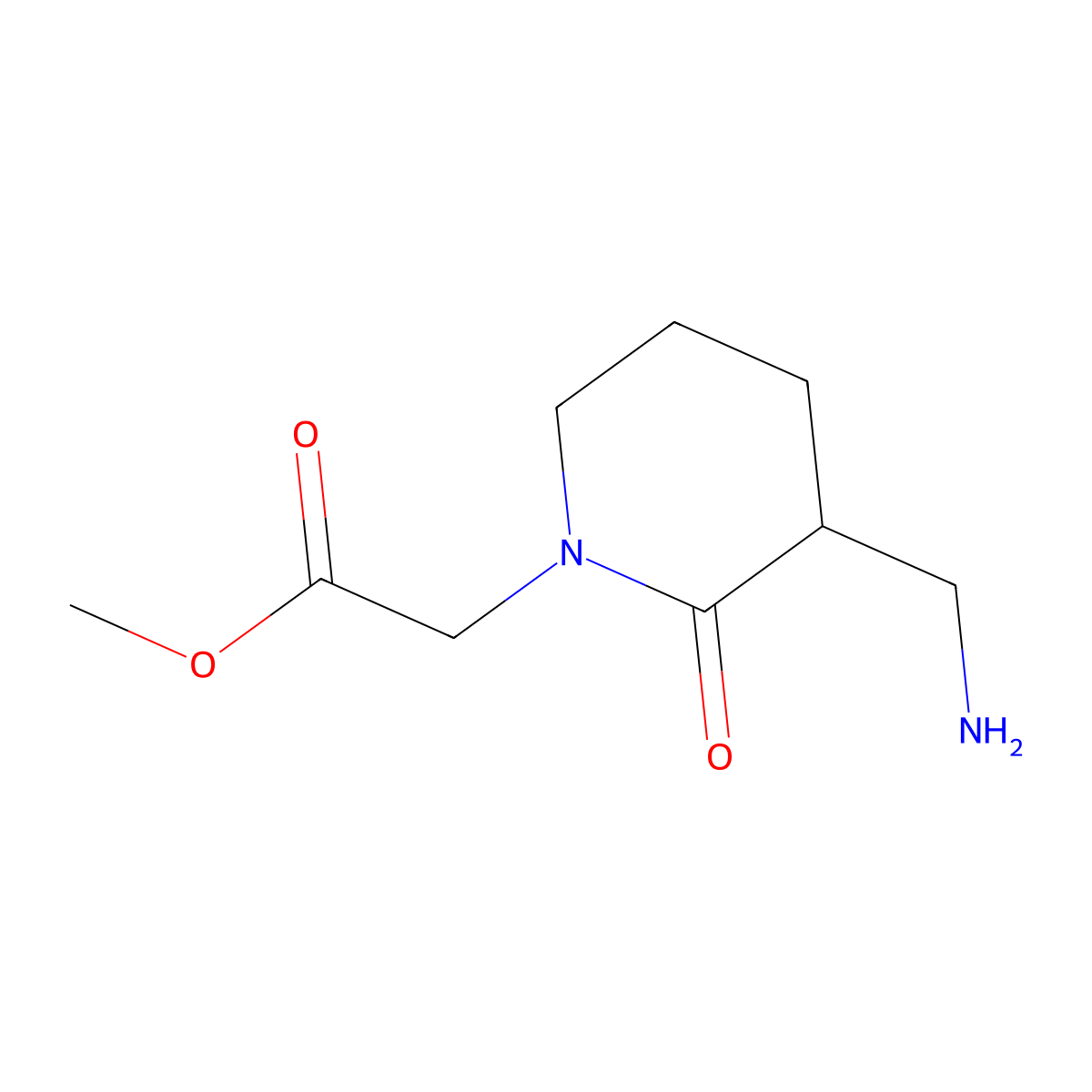 Methyl 2-[3-(aminomethyl)-2-oxopiperidin-1-yl]acetate molecular structure, CAS 2648960-98-7