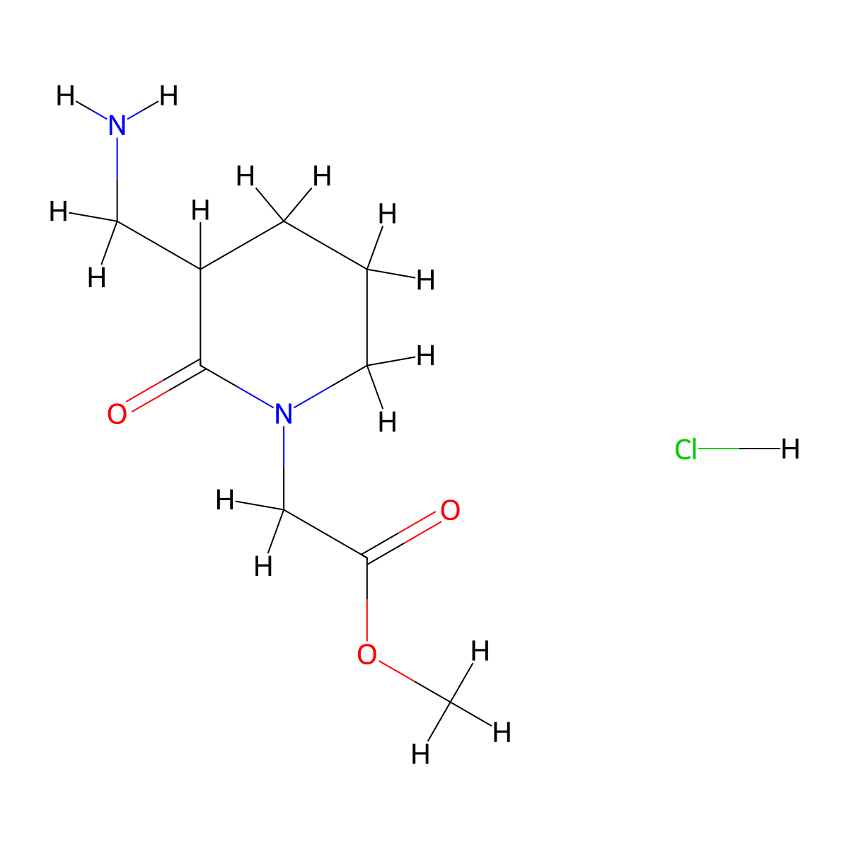 Methyl 2-[3-(aminomethyl)-2-oxopiperidin-1-yl]acetate hydrochloride molecular structure, CAS 2648960-99-8