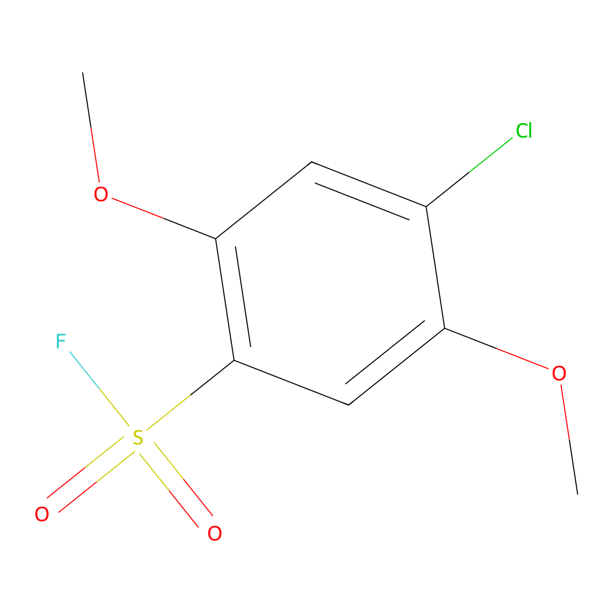 4-Chloro-2,5-dimethoxybenzene-1-sulfonyl fluoride molecular structure, CAS 2648961-18-4