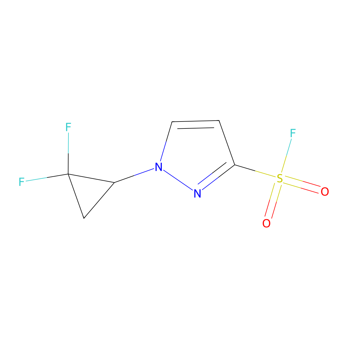 1-(2,2-difluorocyclopropyl)-1H-pyrazole-3-sulfonyl fluoride molecular structure, CAS 2648961-21-9