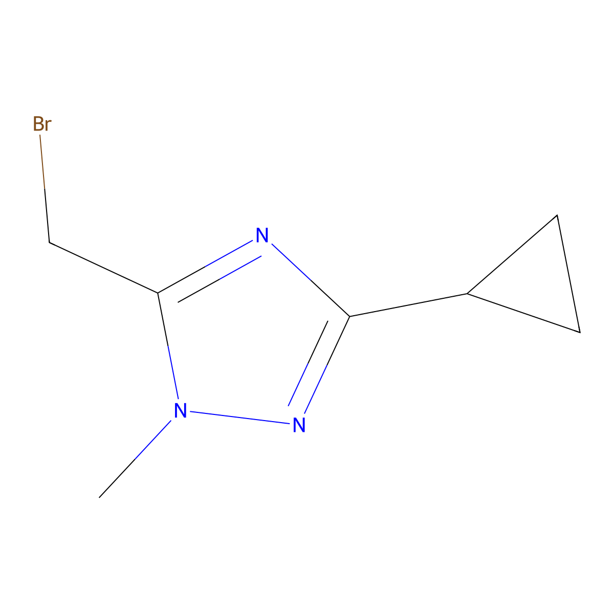 5-(bromomethyl)-3-cyclopropyl-1-methyl-1H-1,2,4-triazole molecular structure, CAS 2648961-26-4