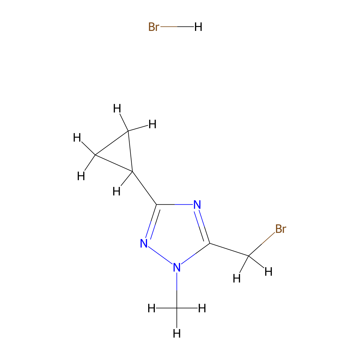 5-(bromomethyl)-3-cyclopropyl-1-methyl-1H-1,2,4-triazole hydrobromide molecular structure, CAS 2648961-27-5