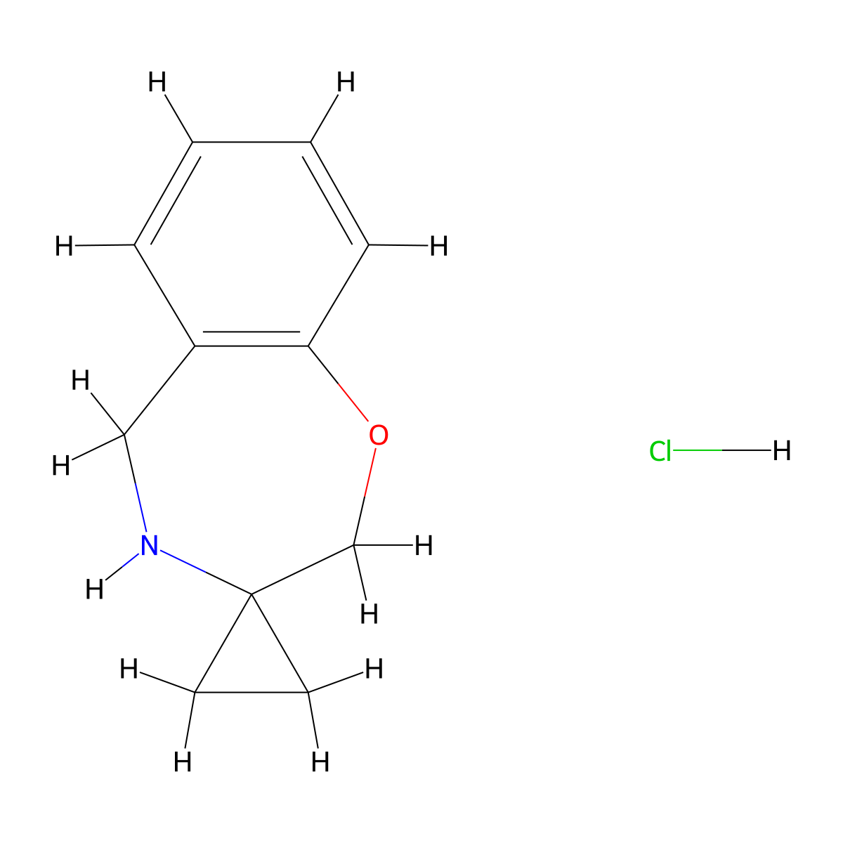 4,5-dihydro-2H-spiro[1,4-benzoxazepine-3,1'-cyclopropane] hydrochloride molecular structure, CAS 2648961-33-3