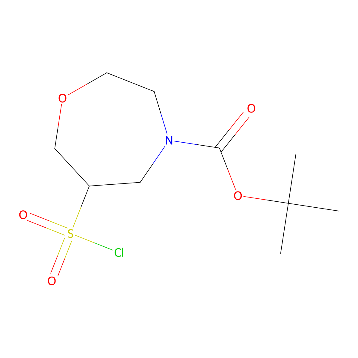 Tert-butyl6-(chlorosulfonyl)-1,4-oxazepane-4-carboxylate molecular structure, CAS 2648961-37-7