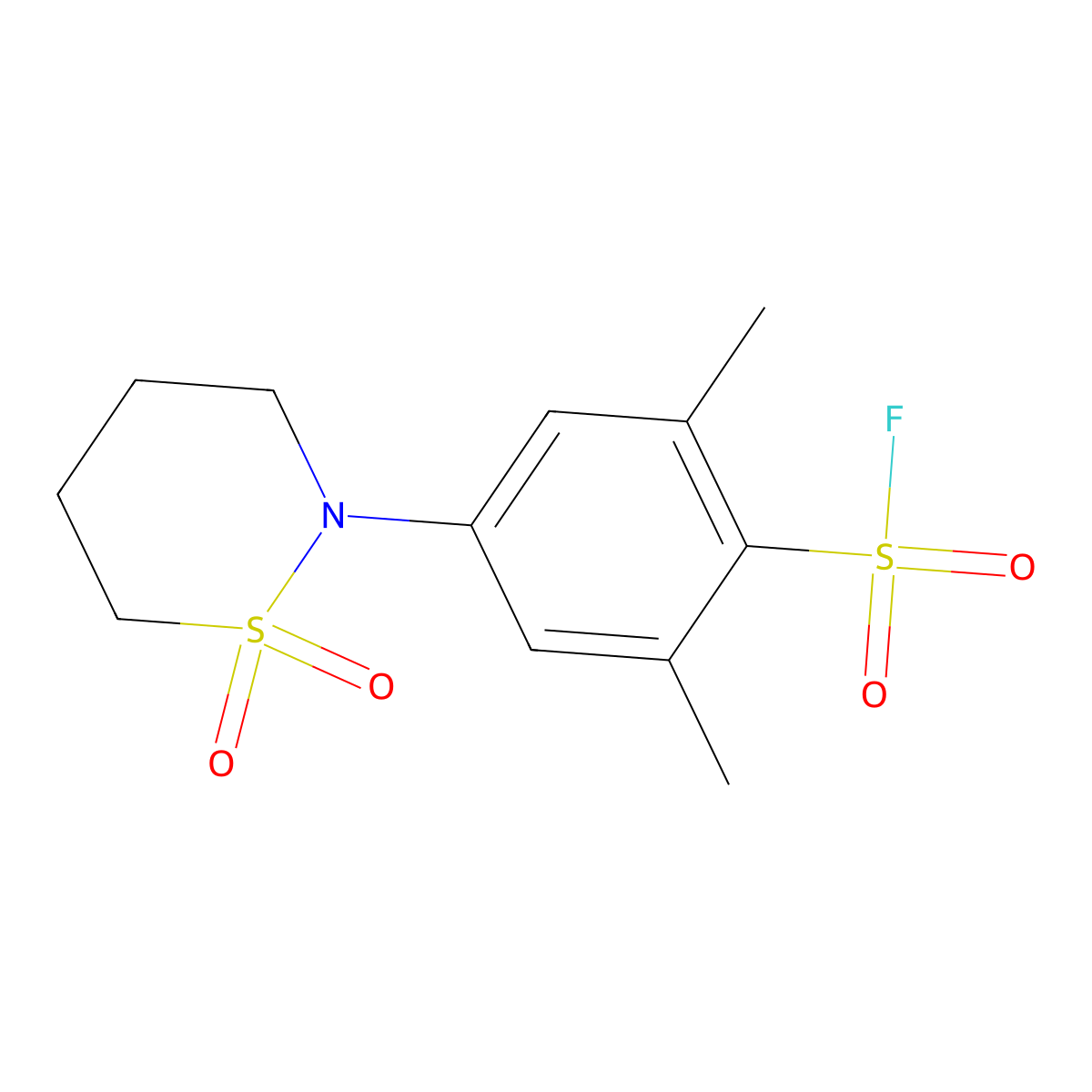 4-(1,1-Dioxo-1lambda6,2-thiazinan-2-yl)-2,6-dimethylbenzene-1-sulfonyl fluoride molecular structure, CAS 2648961-45-7