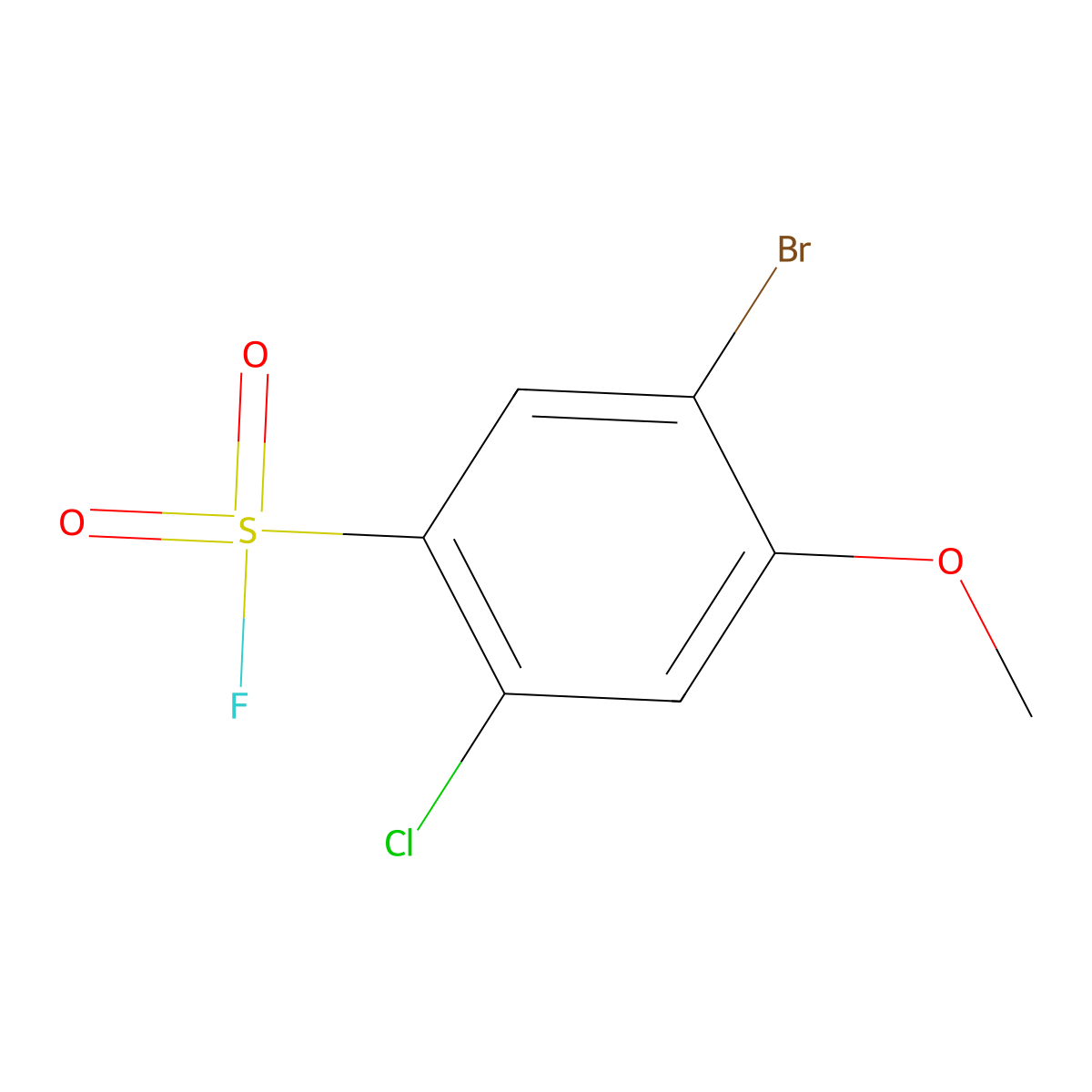 5-Bromo-2-chloro-4-methoxybenzene-1-sulfonyl fluoride molecular structure, CAS 2648961-50-4