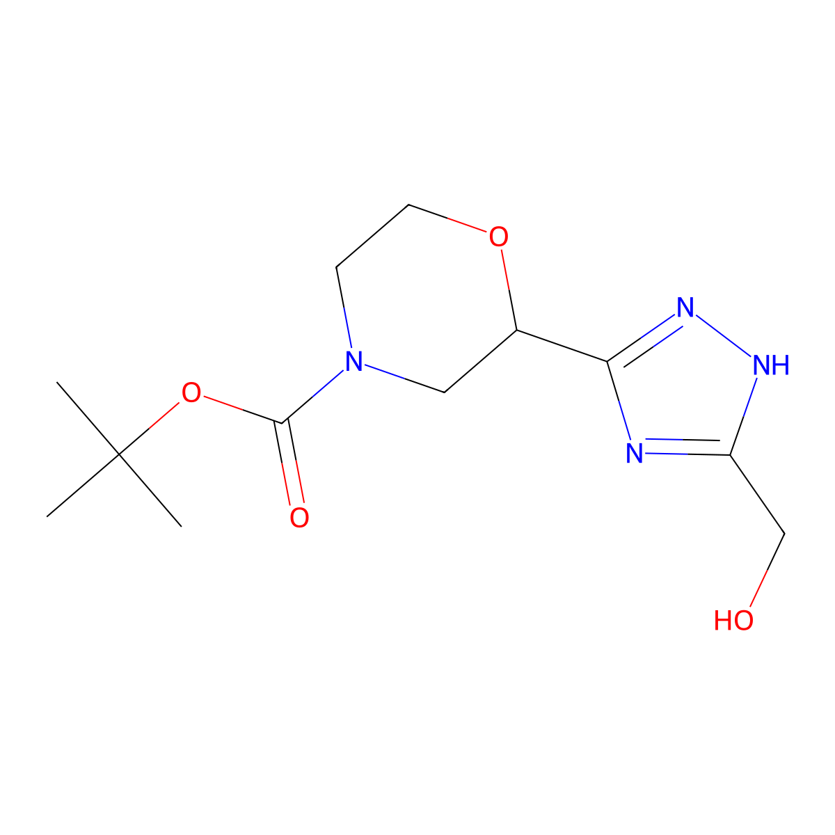 tert-butyl 2-[5-(hydroxymethyl)-1H-1,2,4-triazol-3-yl]morpholine-4-carboxylate molecular structure, CAS 2648961-51-5