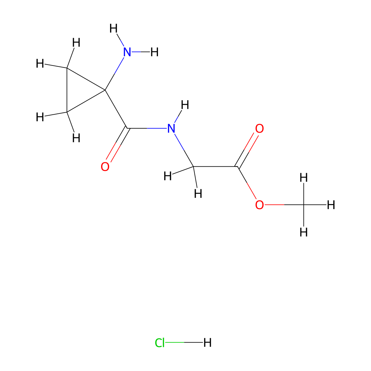 Methyl 2-[(1-aminocyclopropyl)formamido]acetate hydrochloride molecular structure, CAS 2648961-53-7