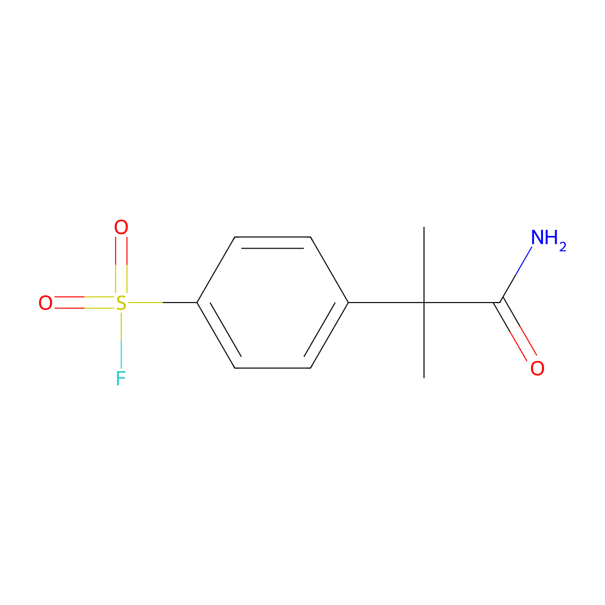 4-(1-Carbamoyl-1-methylethyl)benzene-1-sulfonyl fluoride molecular structure, CAS 2648961-54-8