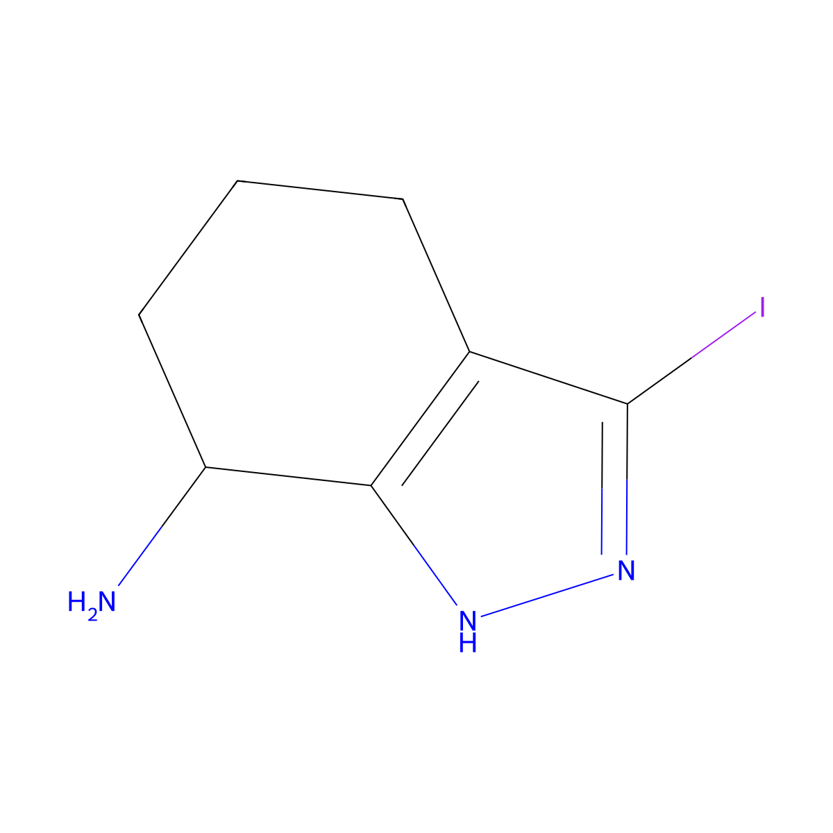 3-iodo-4,5,6,7-tetrahydro-1H-indazol-7-amine molecular structure, CAS 2648961-55-9