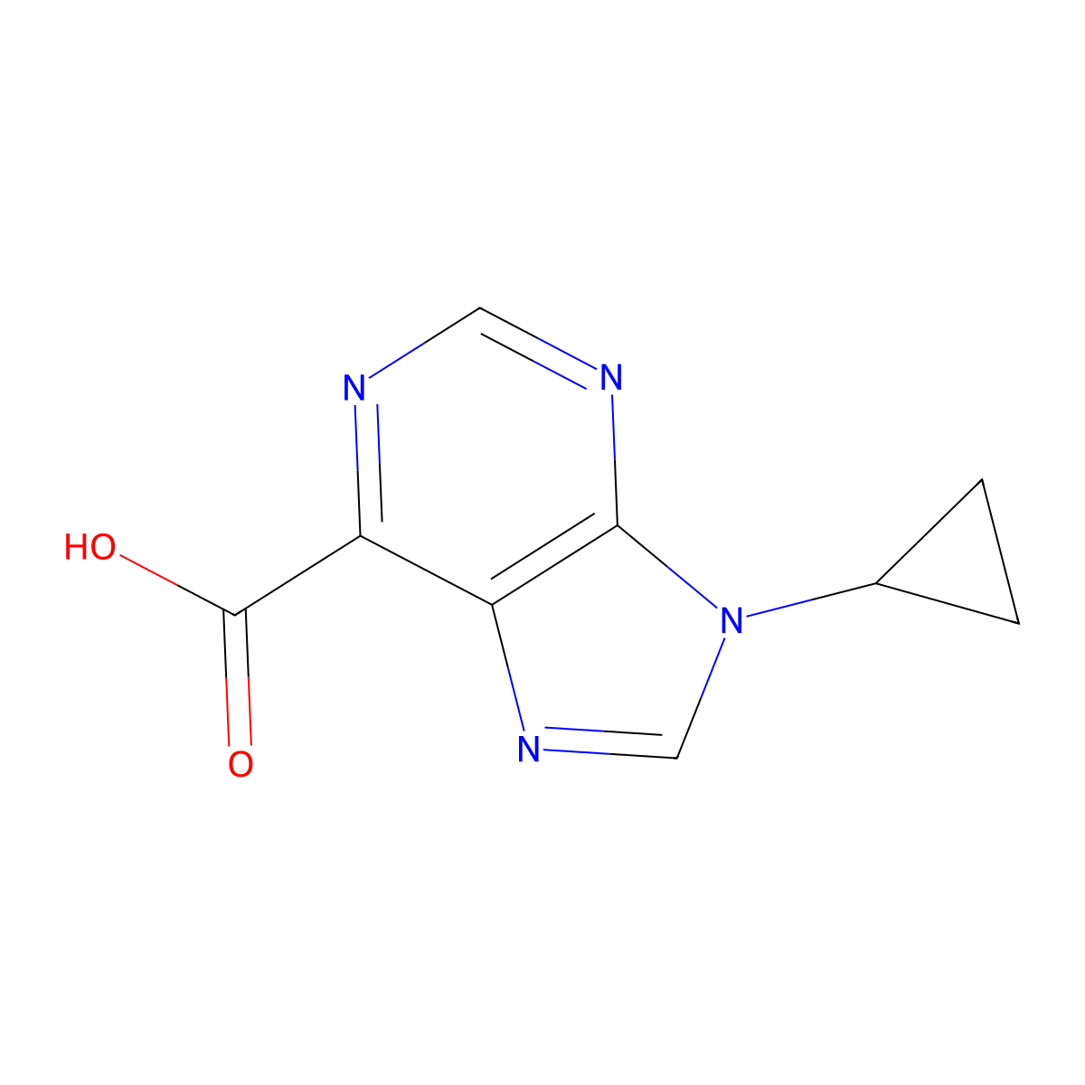 9-cyclopropyl-9H-purine-6-carboxylic acid molecular structure, CAS 2648961-59-3