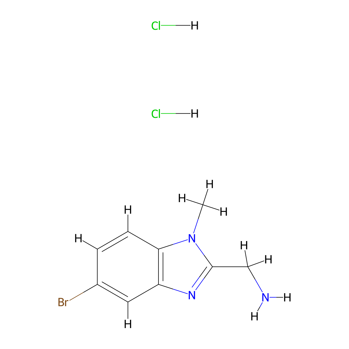 1-(5-bromo-1-methyl-1H-1,3-benzodiazol-2-yl)methanamine dihydrochloride molecular structure, CAS 2648961-62-8