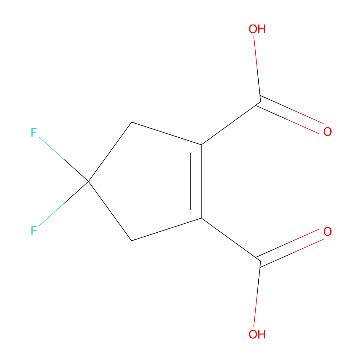 4,4-Difluorocyclopent-1-ene-1,2-dicarboxylic acid molecular structure, CAS 2648961-65-1