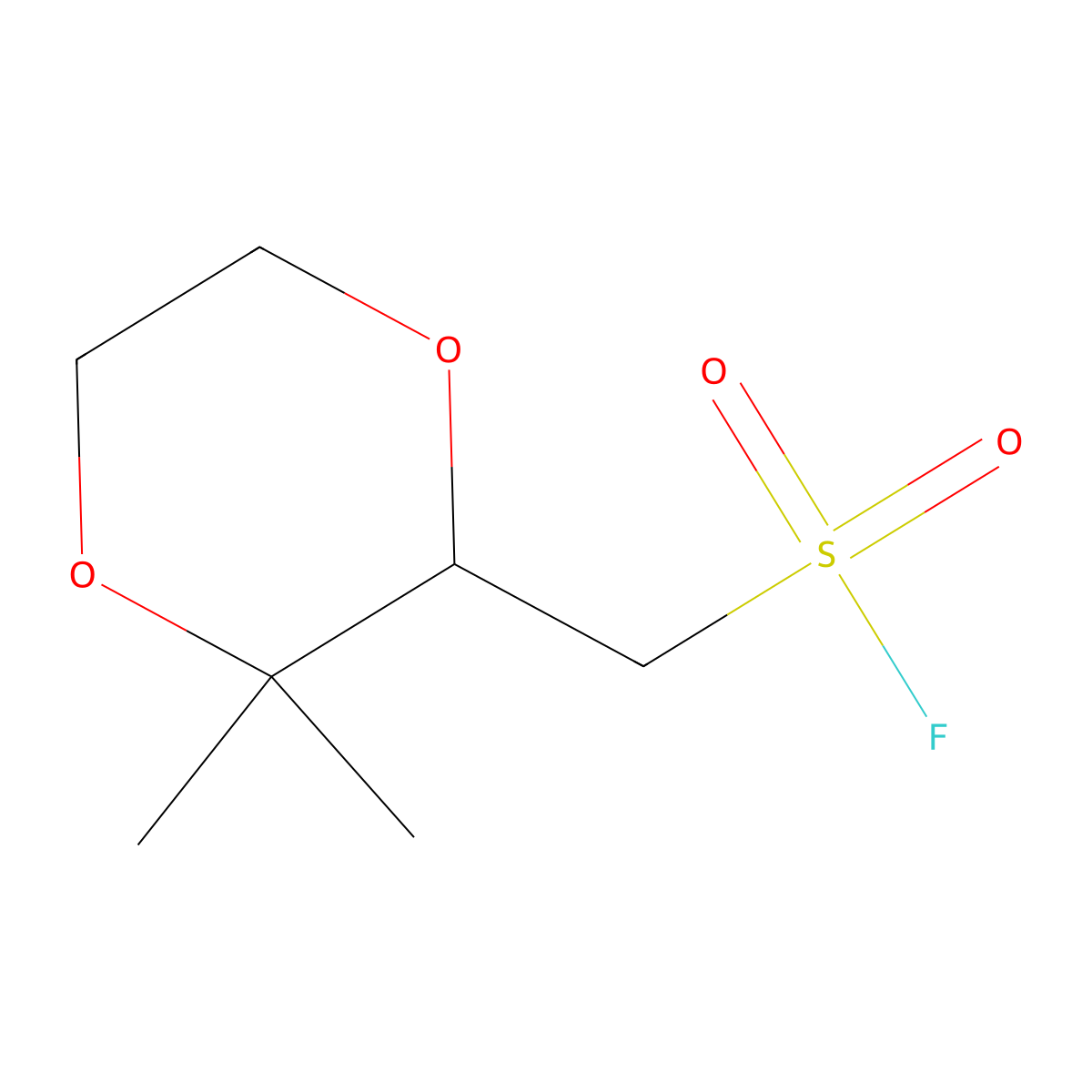 (3,3-Dimethyl-1,4-dioxan-2-yl)methanesulfonyl fluoride molecular structure, CAS 2648961-71-9