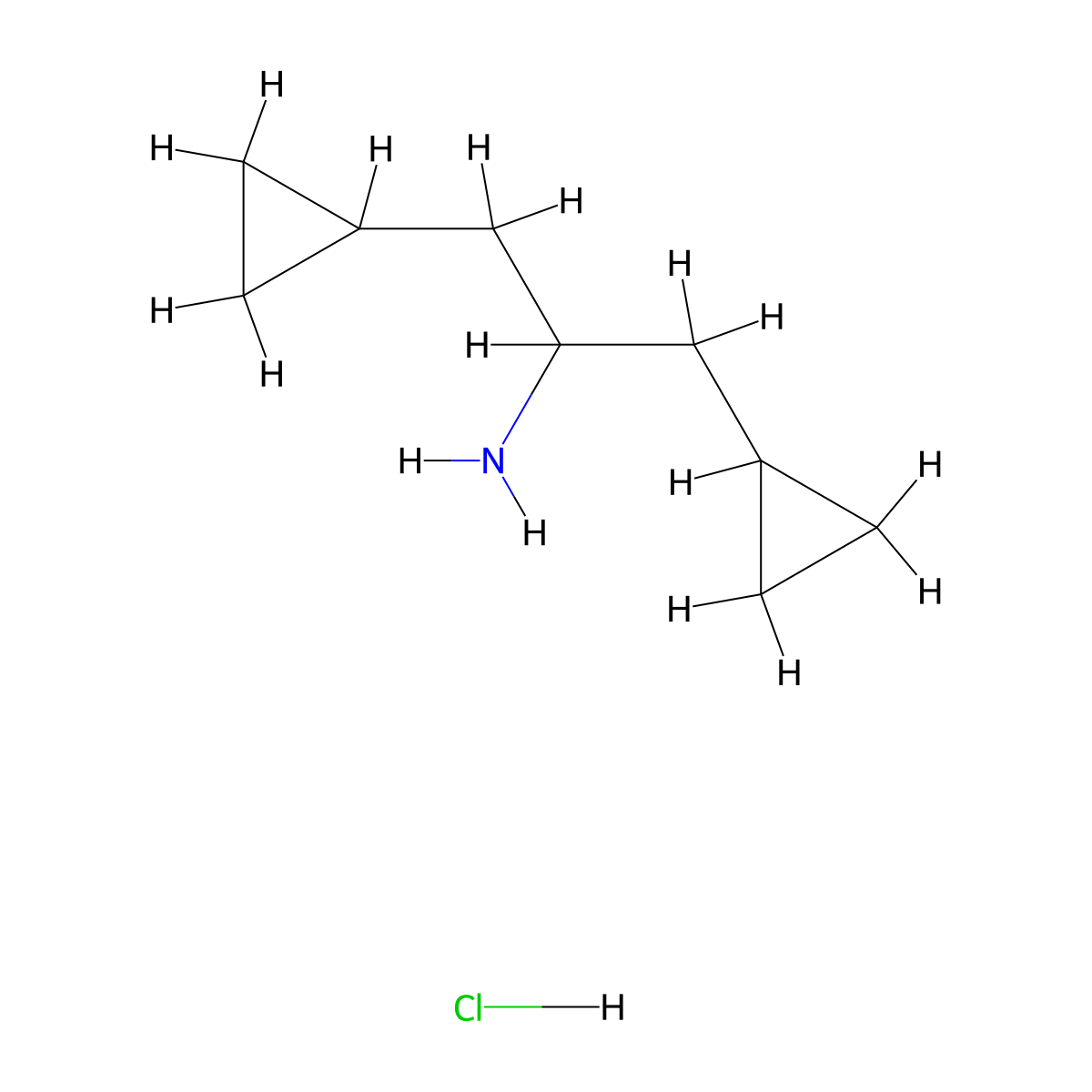 1,3-Dicyclopropylpropan-2-amine hydrochloride molecular structure, CAS 2648961-78-6