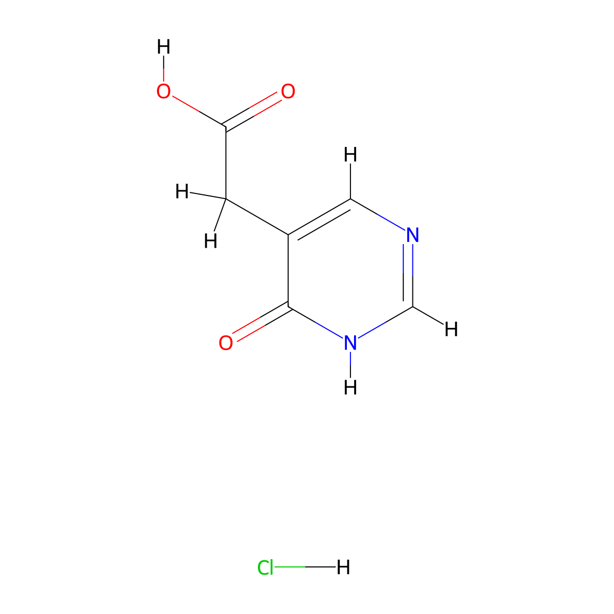 2-(6-Oxo-1,6-dihydropyrimidin-5-yl)acetic acid hydrochloride molecular structure, CAS 2648961-83-3