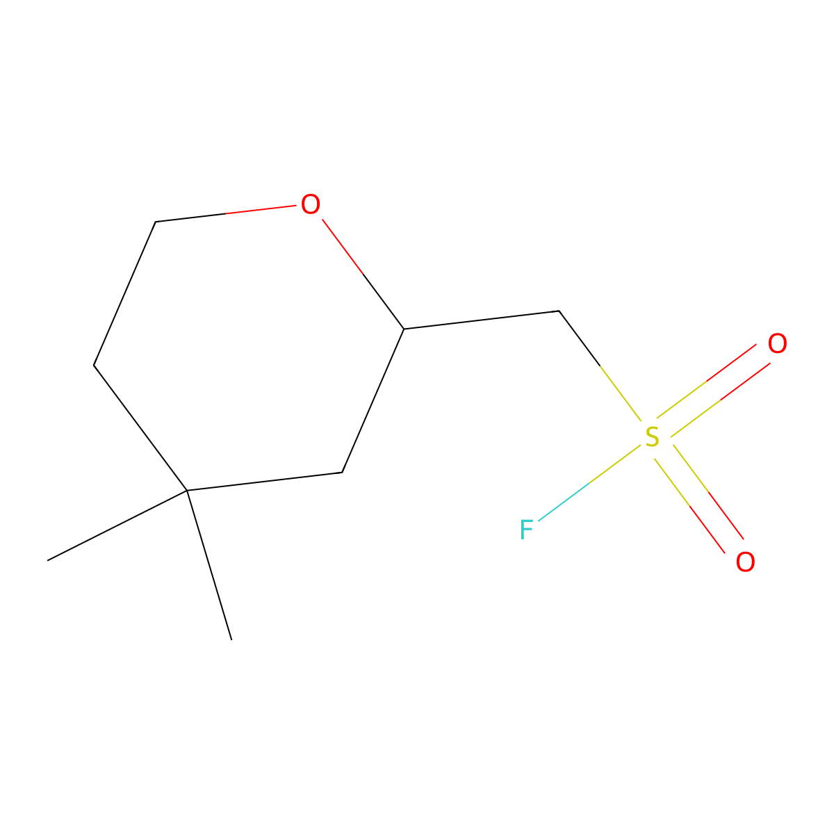 (4,4-Dimethyloxan-2-yl)methanesulfonyl fluoride molecular structure, CAS 2648962-00-7