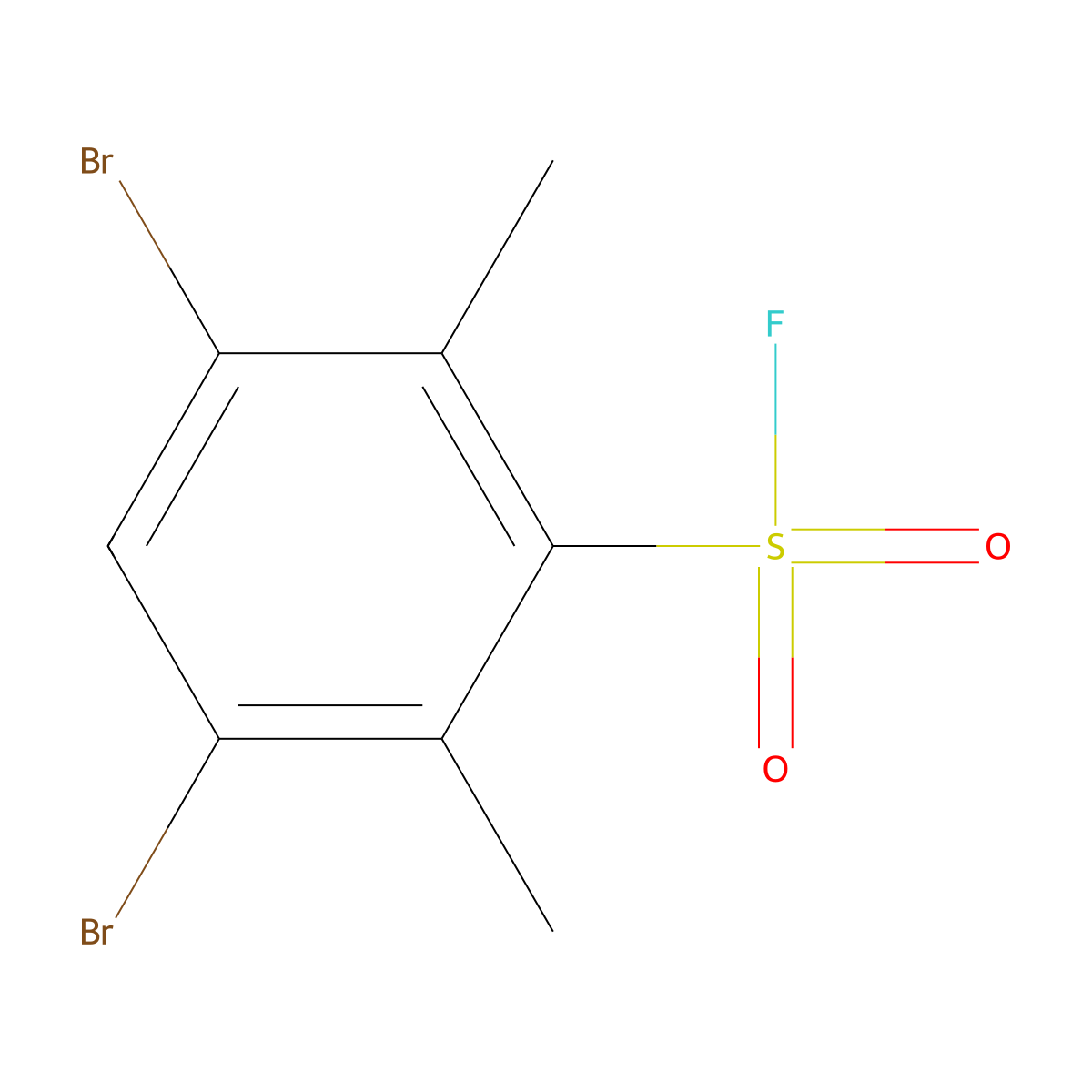 3,5-Dibromo-2,6-dimethylbenzene-1-sulfonyl fluoride molecular structure, CAS 2648962-16-5