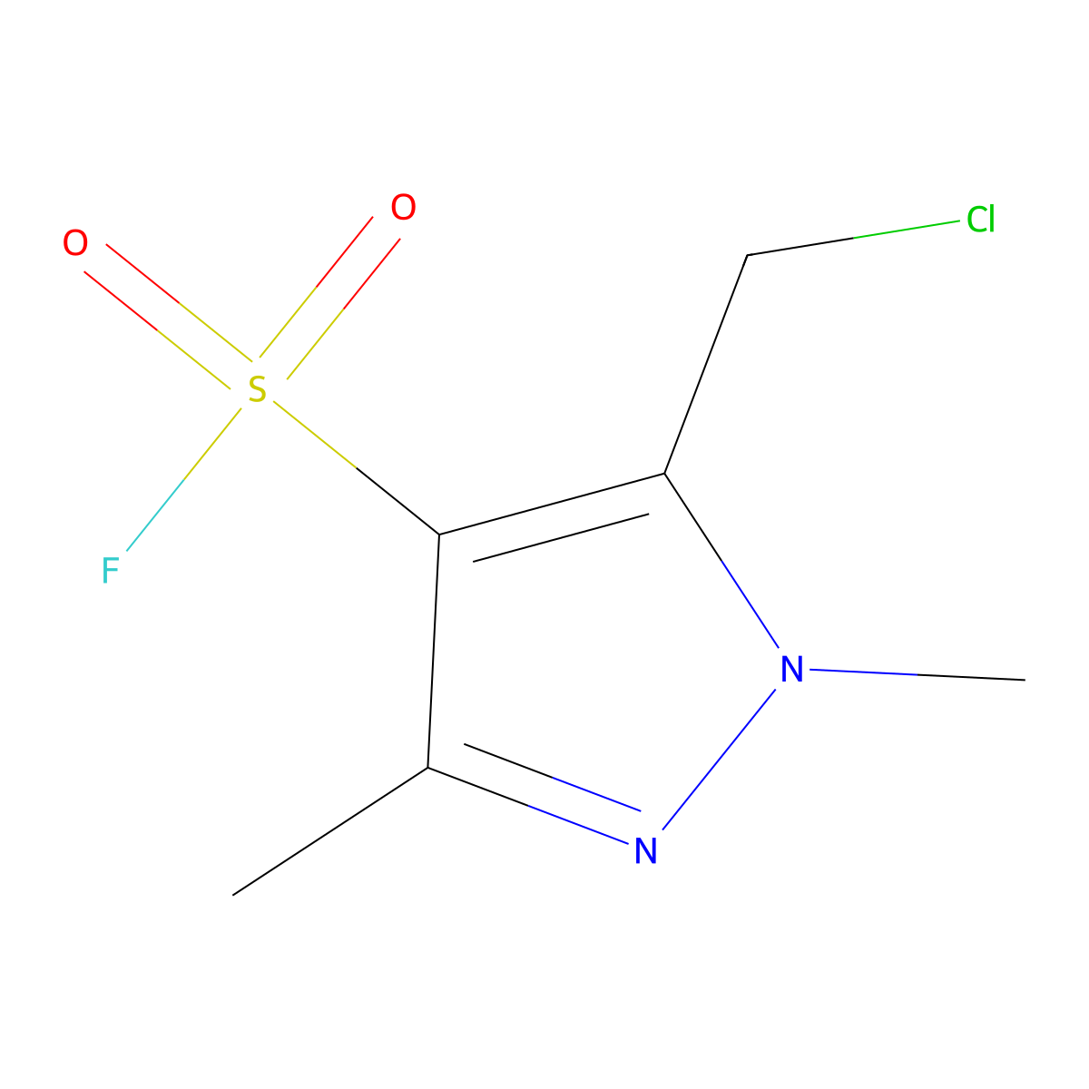 5-(chloromethyl)-1,3-dimethyl-1H-pyrazole-4-sulfonyl fluoride molecular structure, CAS 2648962-35-8