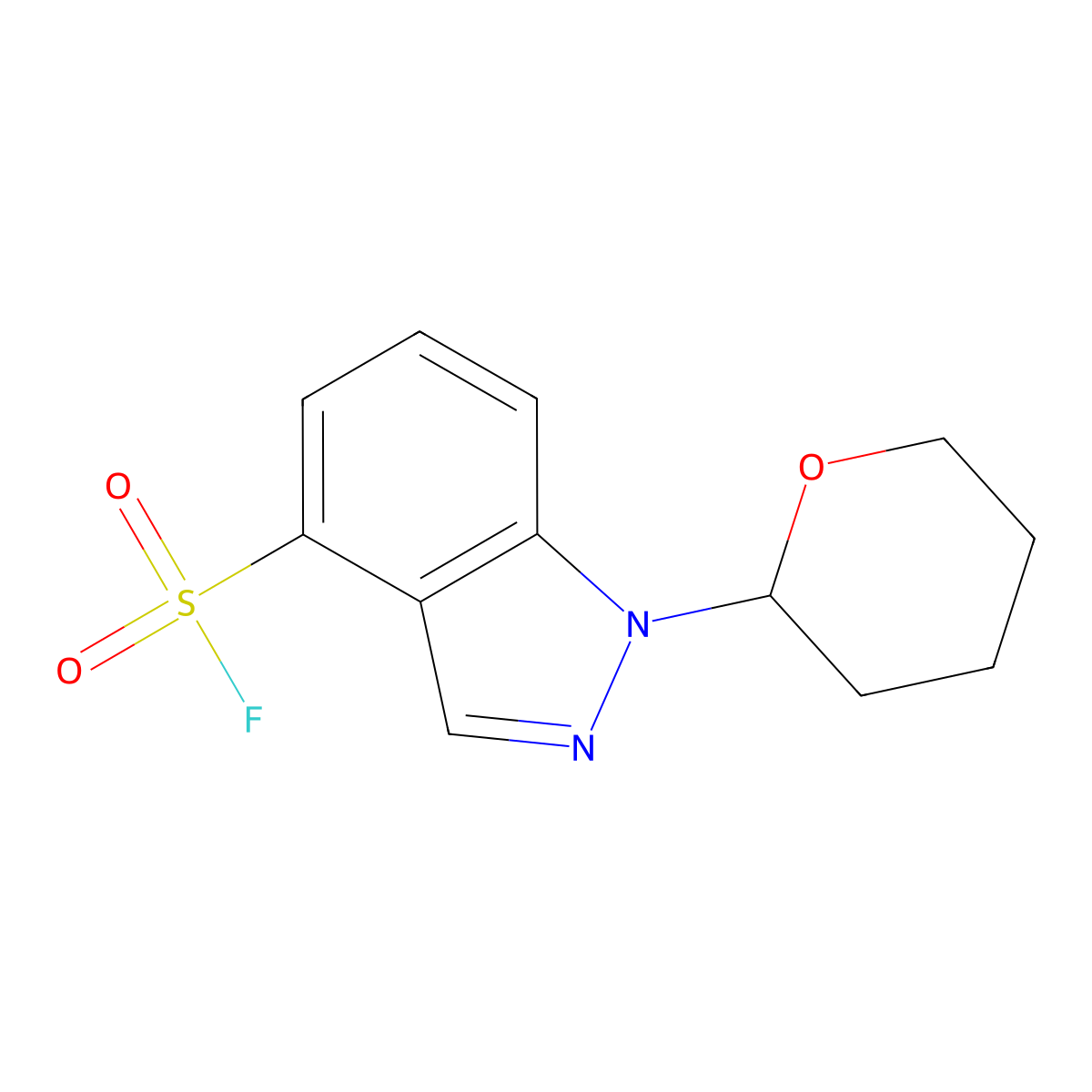 1-(oxan-2-yl)-1H-indazole-4-sulfonyl fluoride molecular structure, CAS 2648962-40-5