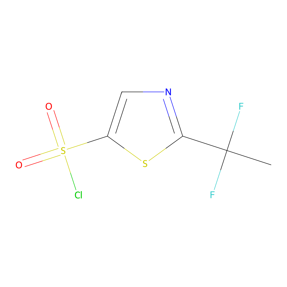 2-(1,1-Difluoroethyl)-1,3-thiazole-5-sulfonylchloride molecular structure, CAS 2648962-47-2